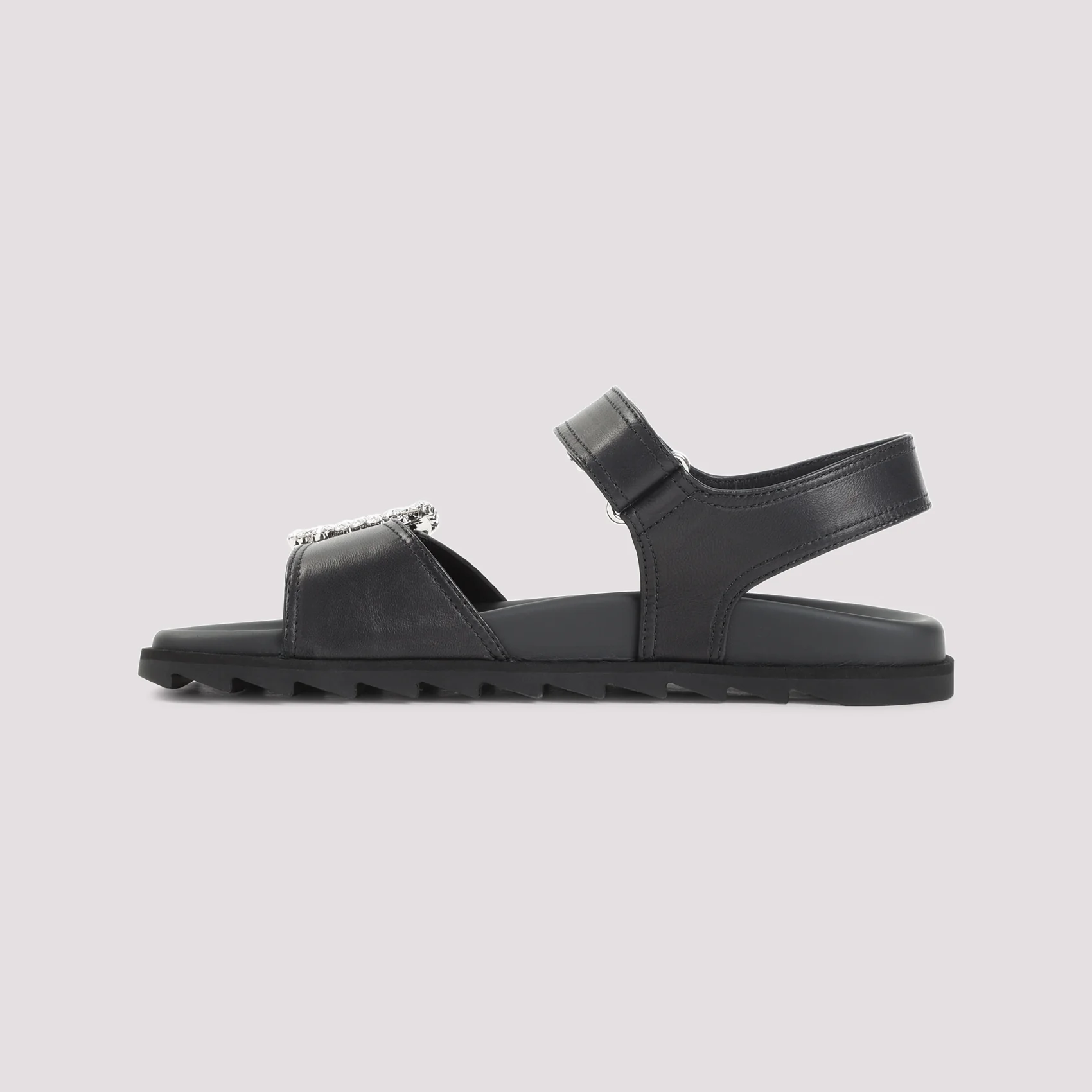 ROGER VIVIER Strass B Crystal-embellished Metallic Leather Sandals - Image 4