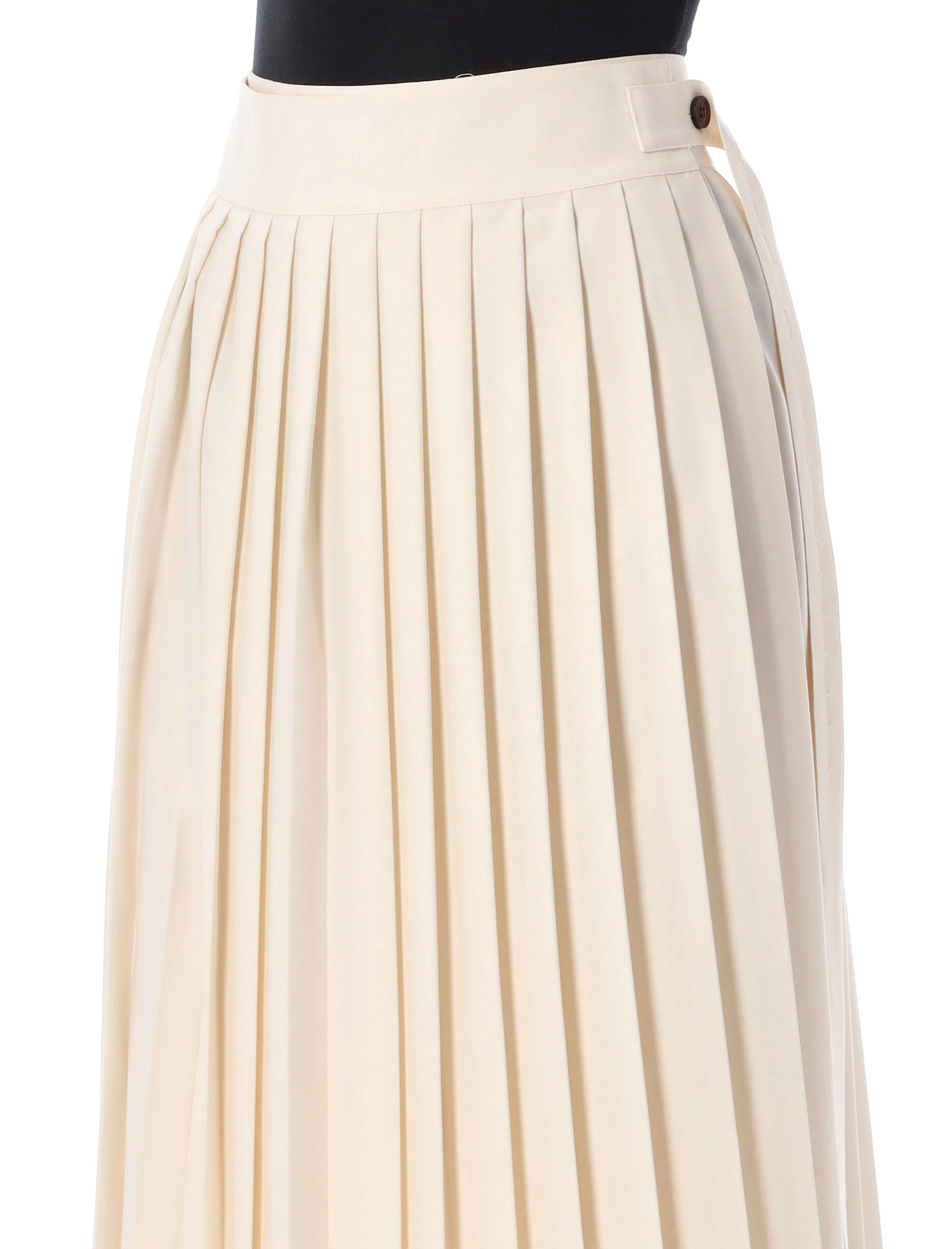 Rohe Plissé Wool-Blend Wrap Mini Skirt with Placket Strap Closure and Belt Detail - Image 3
