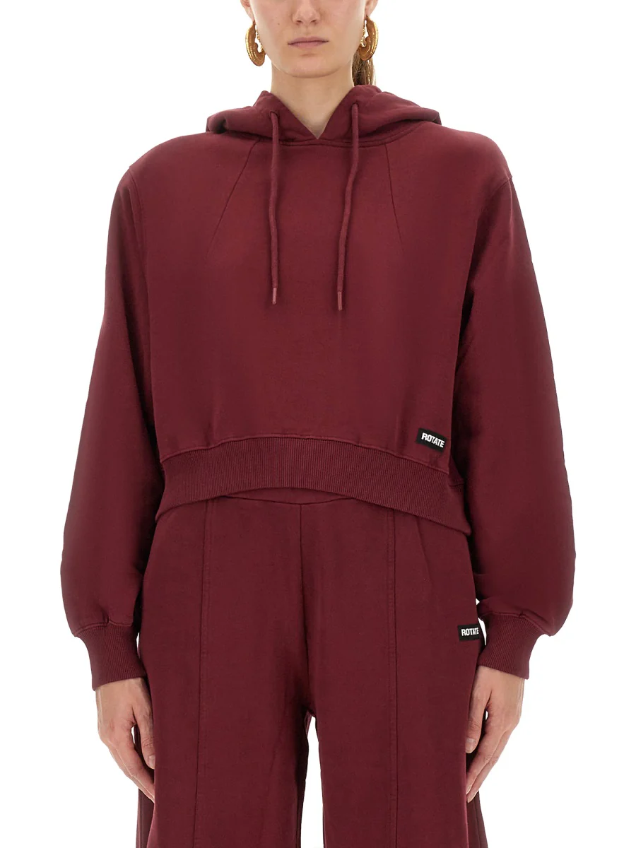 Rotate Birger Christensen Cropped Terry Back Hoodie - Women’s