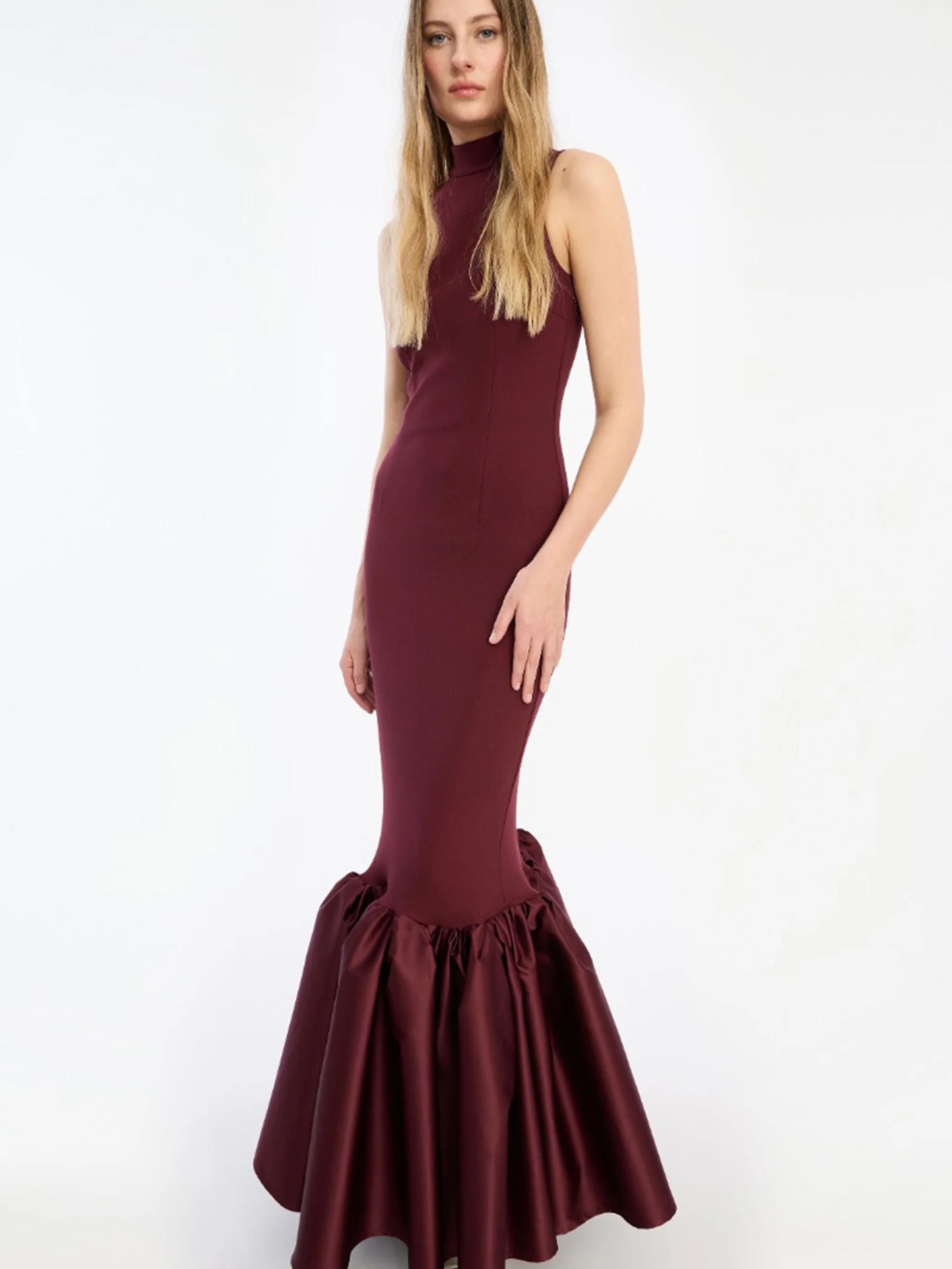 Rotate High Neck Sleeveless Mini Dress with Zip Fastening - Image 2