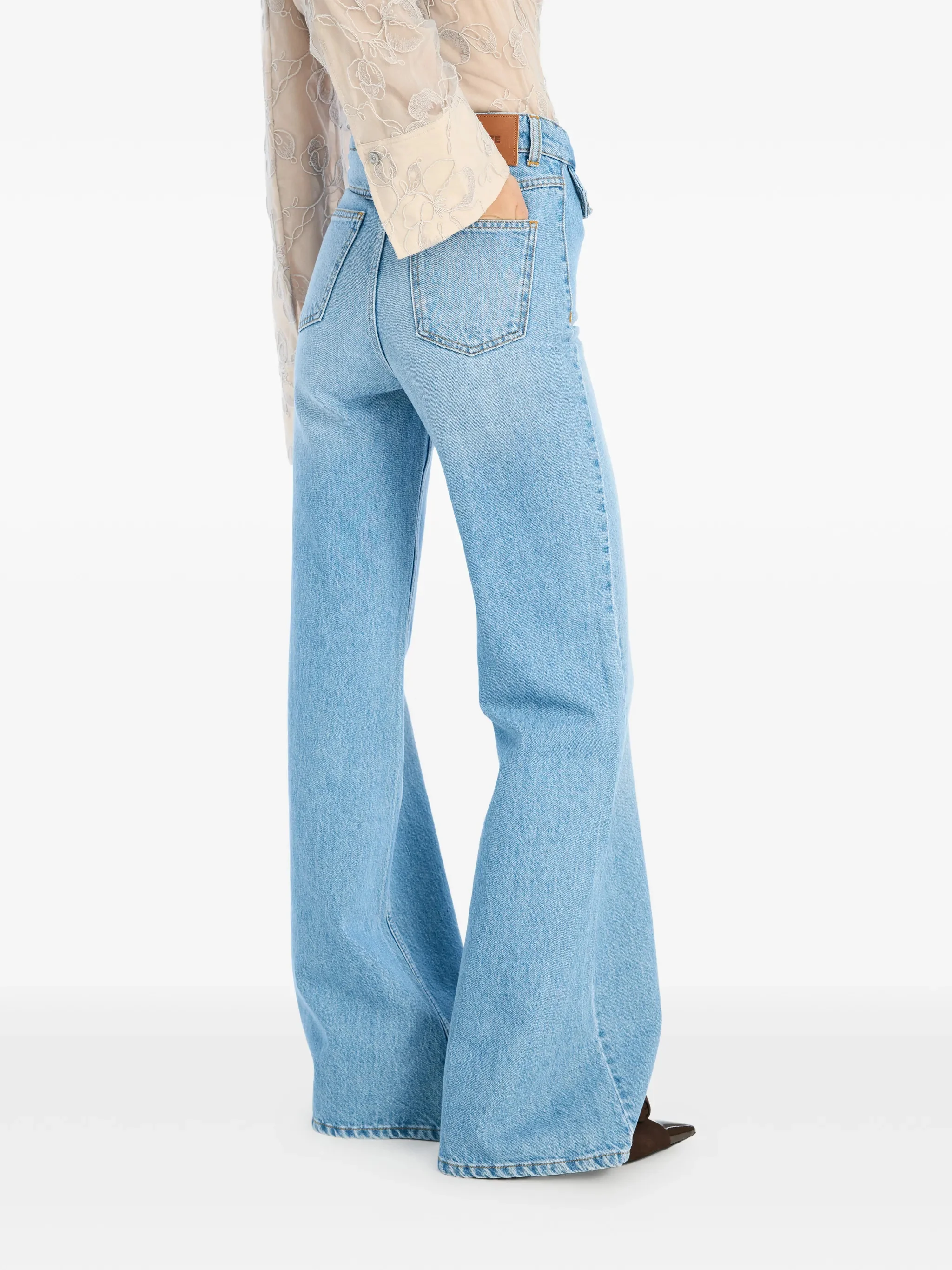 Rotate High Waist Mini Jeans with Belt Loops and Five Pockets - Image 4