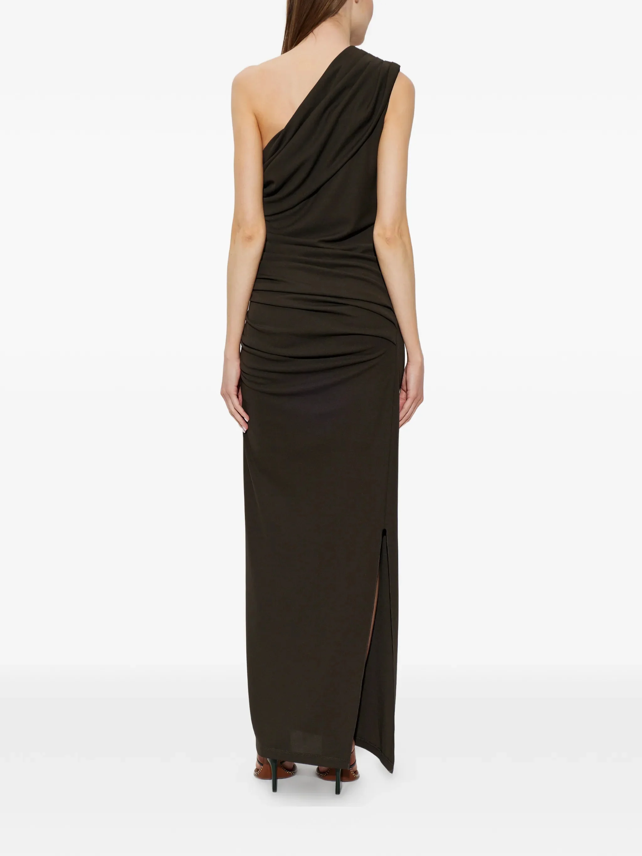 Rotate One-Shoulder Ruched Dress with Side Slit, Size 34 - Image 4