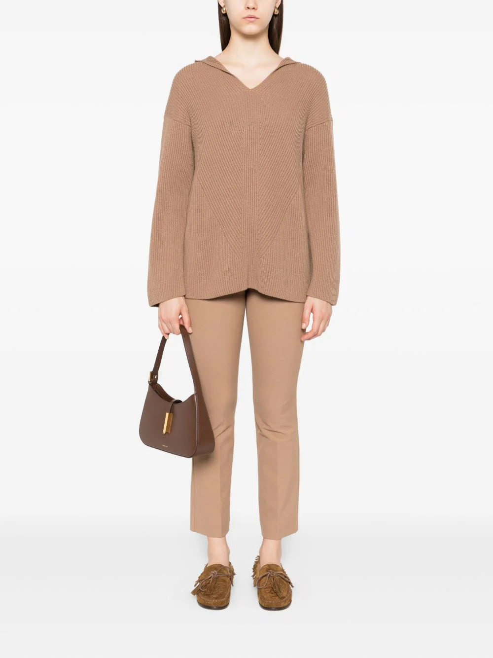's Max Mara A-Line V-Neck Wool Sweatshirt - Size M - Image 2