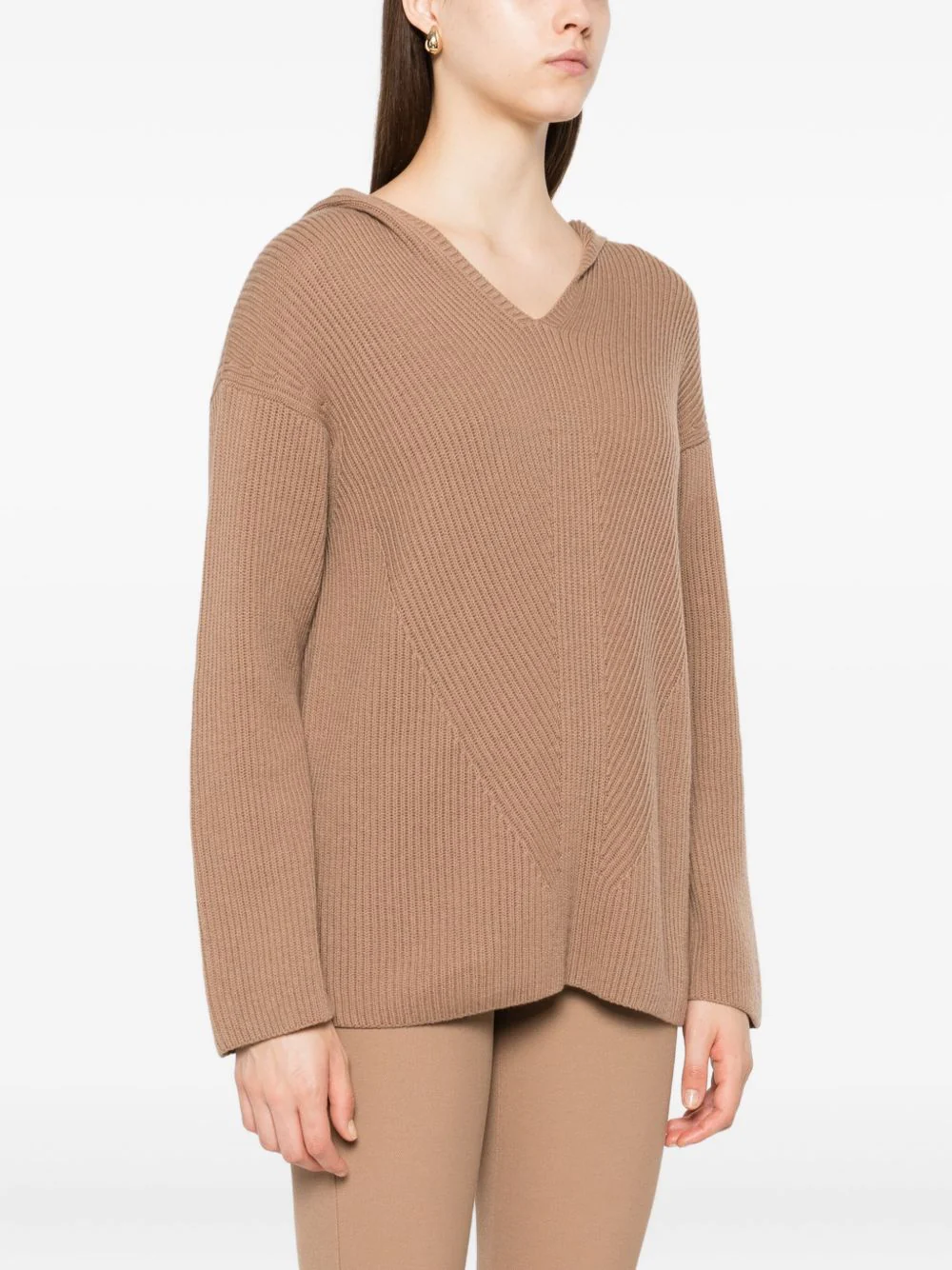 's Max Mara A-Line V-Neck Wool Sweatshirt - Size M - Image 3