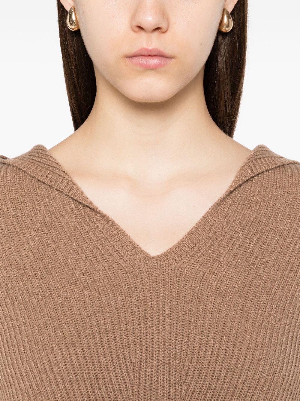's Max Mara A-Line V-Neck Wool Sweatshirt - Size M - Image 5