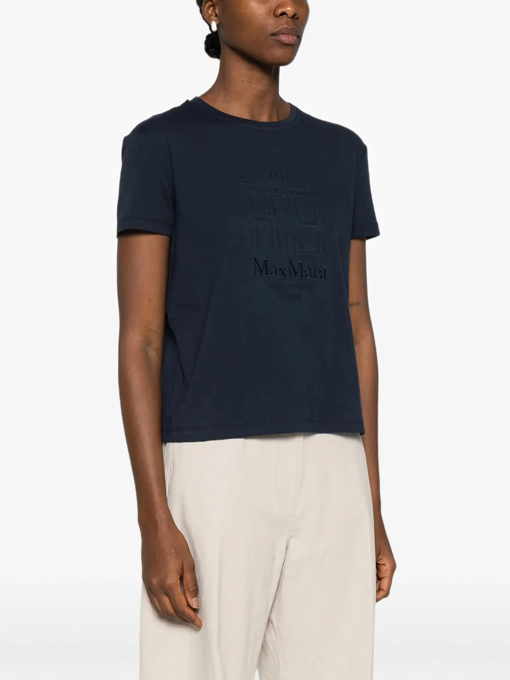 's Max Mara Embroidered Front T-Shirt with Short Sleeves - Size S - Image 3