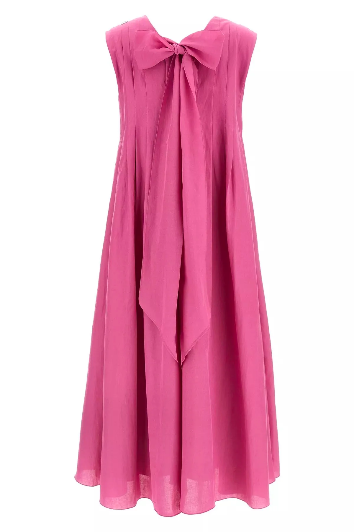 's Max Mara Long Sleeveless Dress in Cotton Canvas and Ramie - Size 40 - Image 2