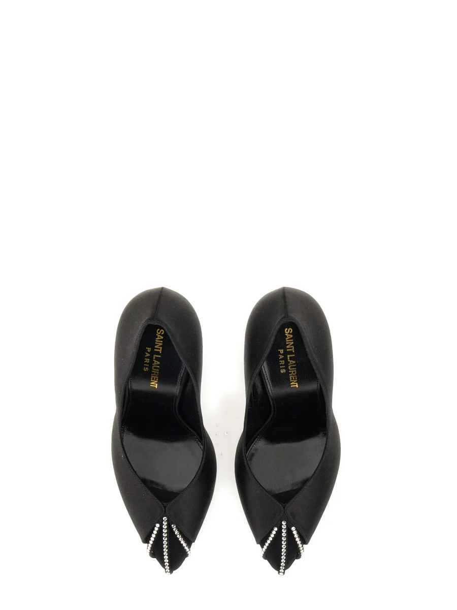 SAINT LAURENT 115mm Crystal-embellished Satin Pumps - Image 4