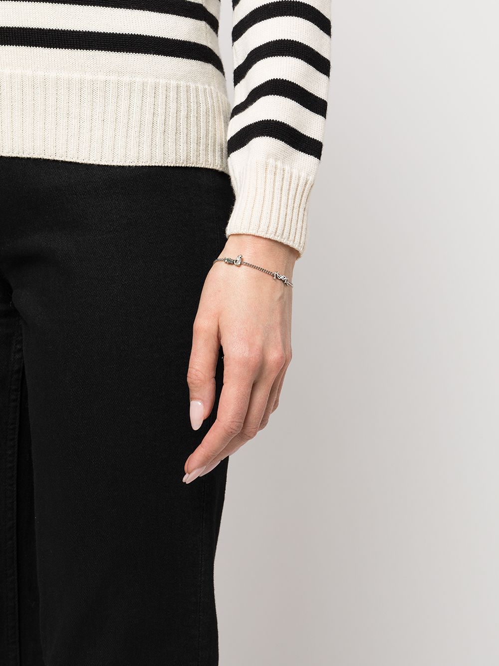 Saint Laurent Adjustable Interlocking Charm Ring with Rhinestones - Image 2