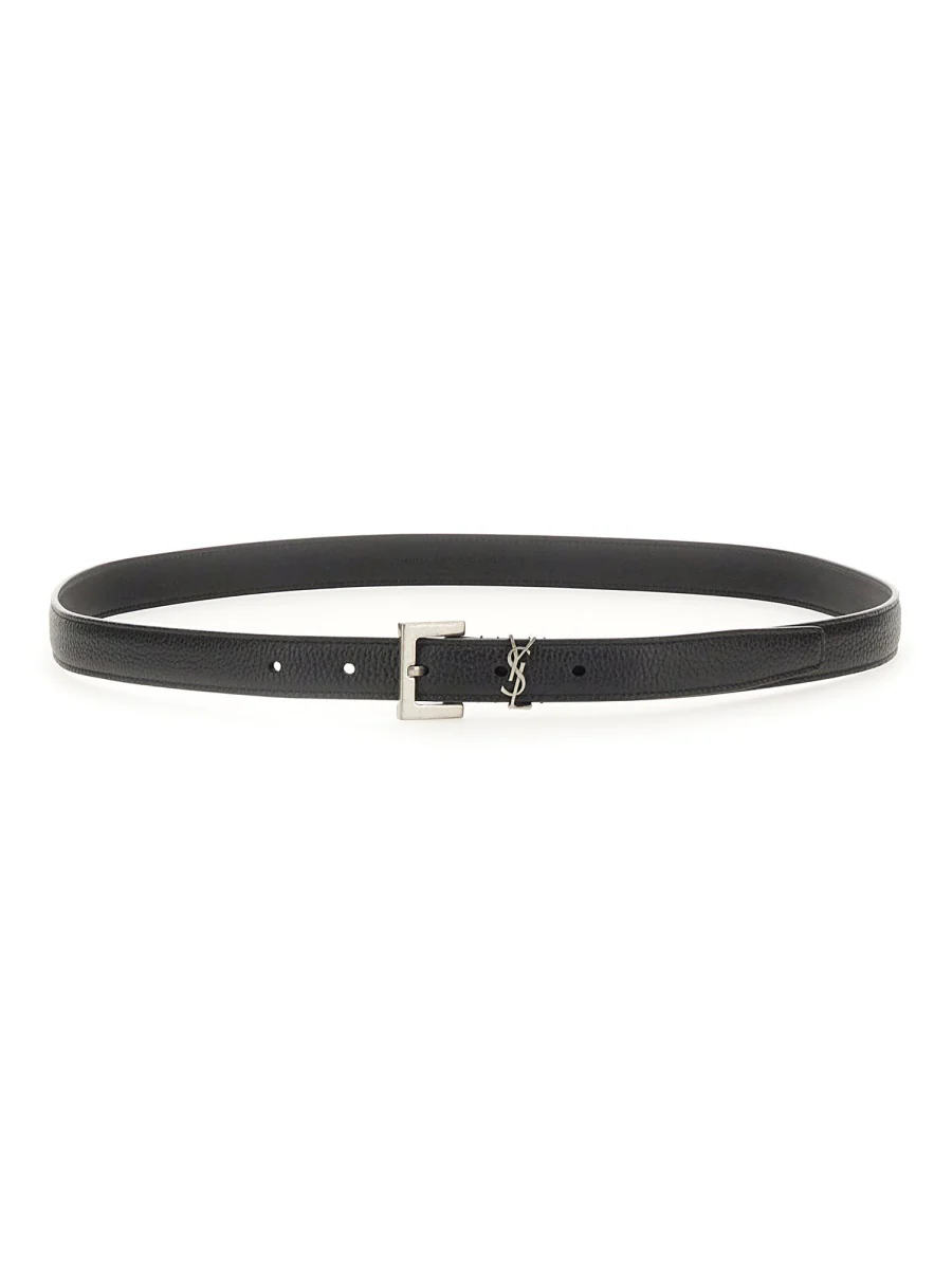 SAINT LAURENT Cassandre Thin Belt in GRAINED LEATHER - Image 4