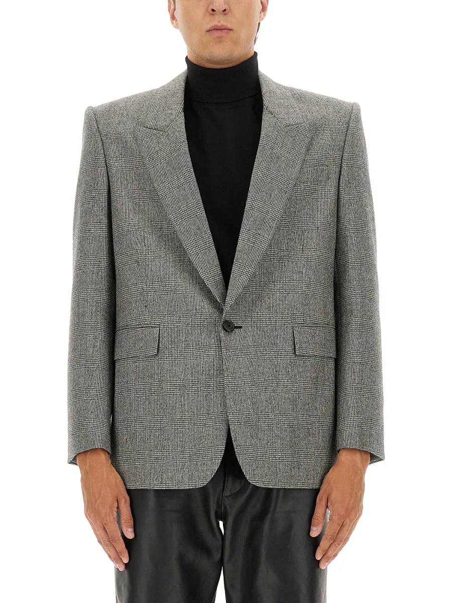 SAINT LAURENT Checked Single-breasted Blazer - Image 5