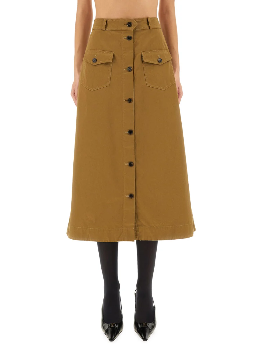 SAINT LAURENT Cotton Serge Midi Skirt - Image 6