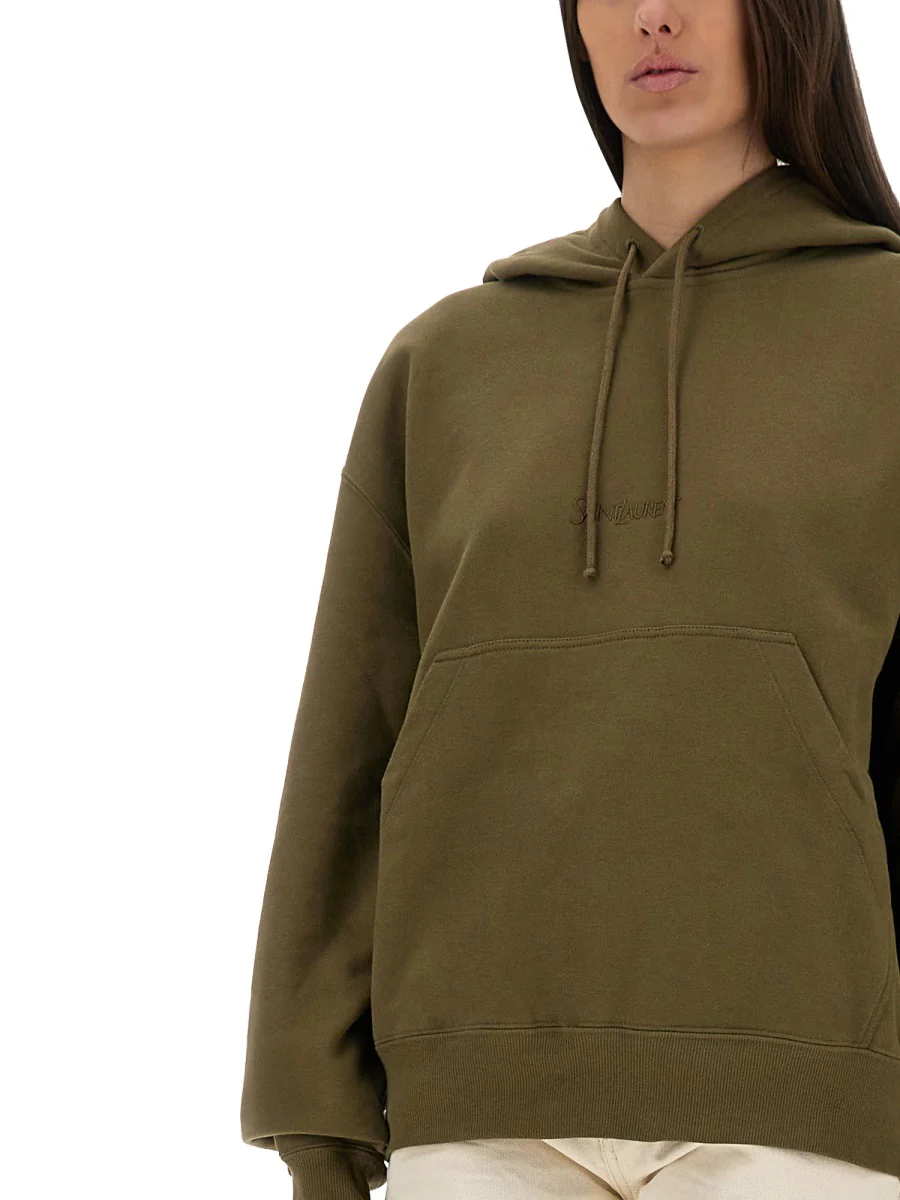 SAINT LAURENT Cotton Sweatshirt with Logo Embroidery - Image 4