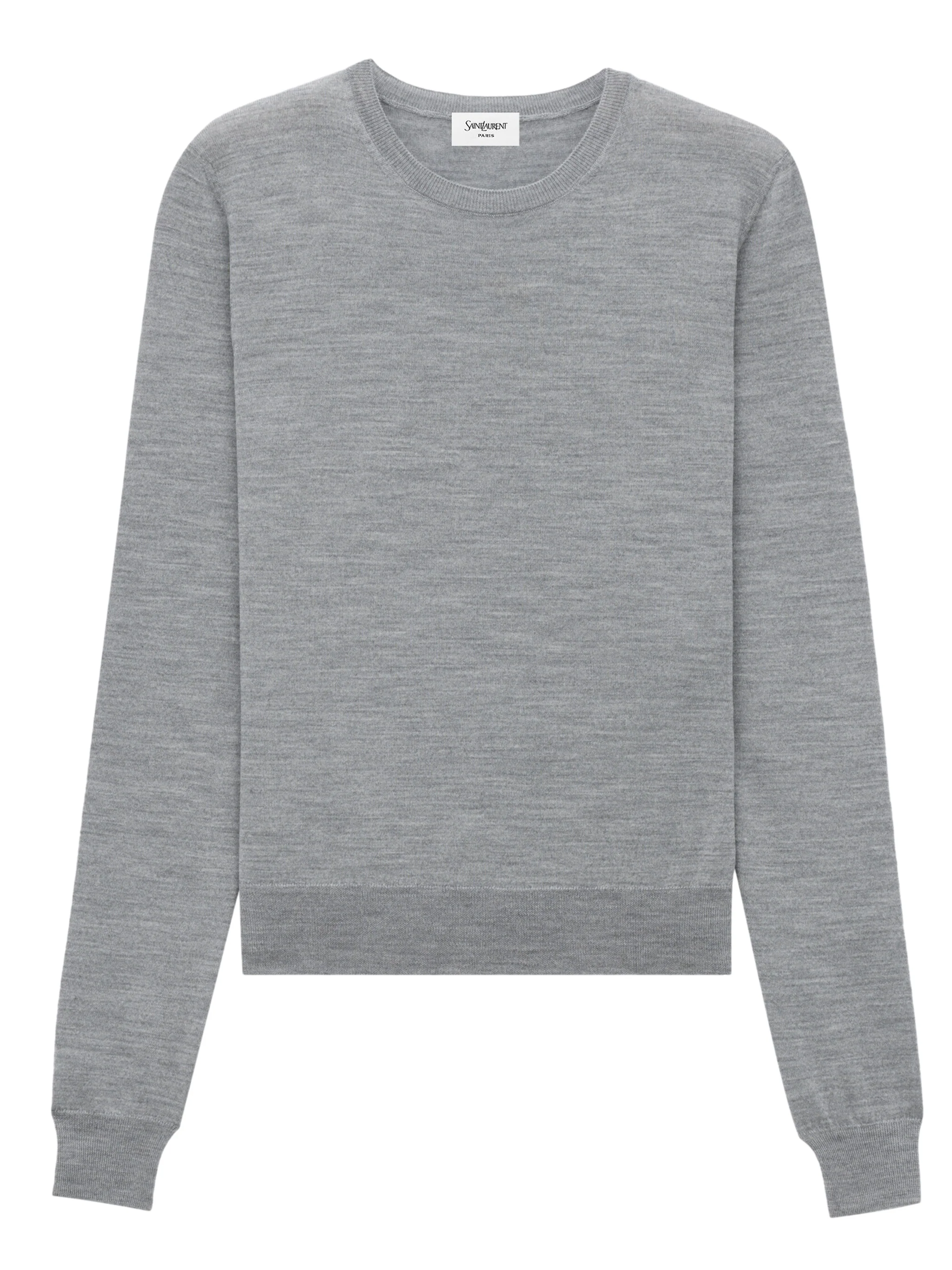 Saint Laurent Fitted Crew Neck Sweater with Cassandre Embroidery