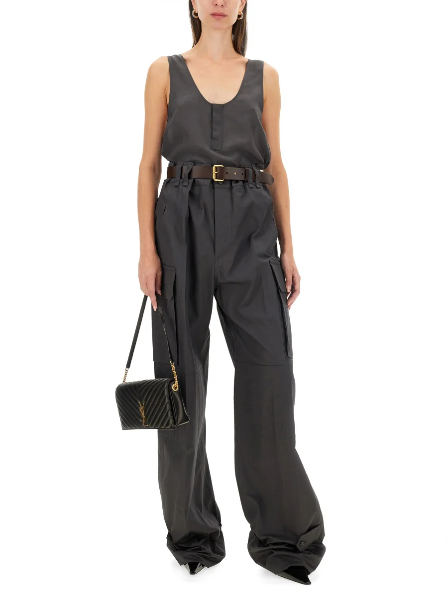 SAINT LAURENT Henley-neck Silk Tank Top - Image 2