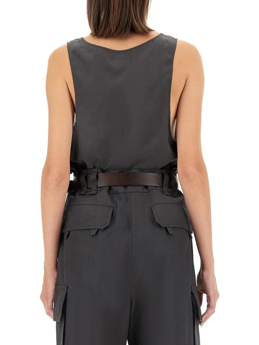 SAINT LAURENT Henley-neck Silk Tank Top - Image 3