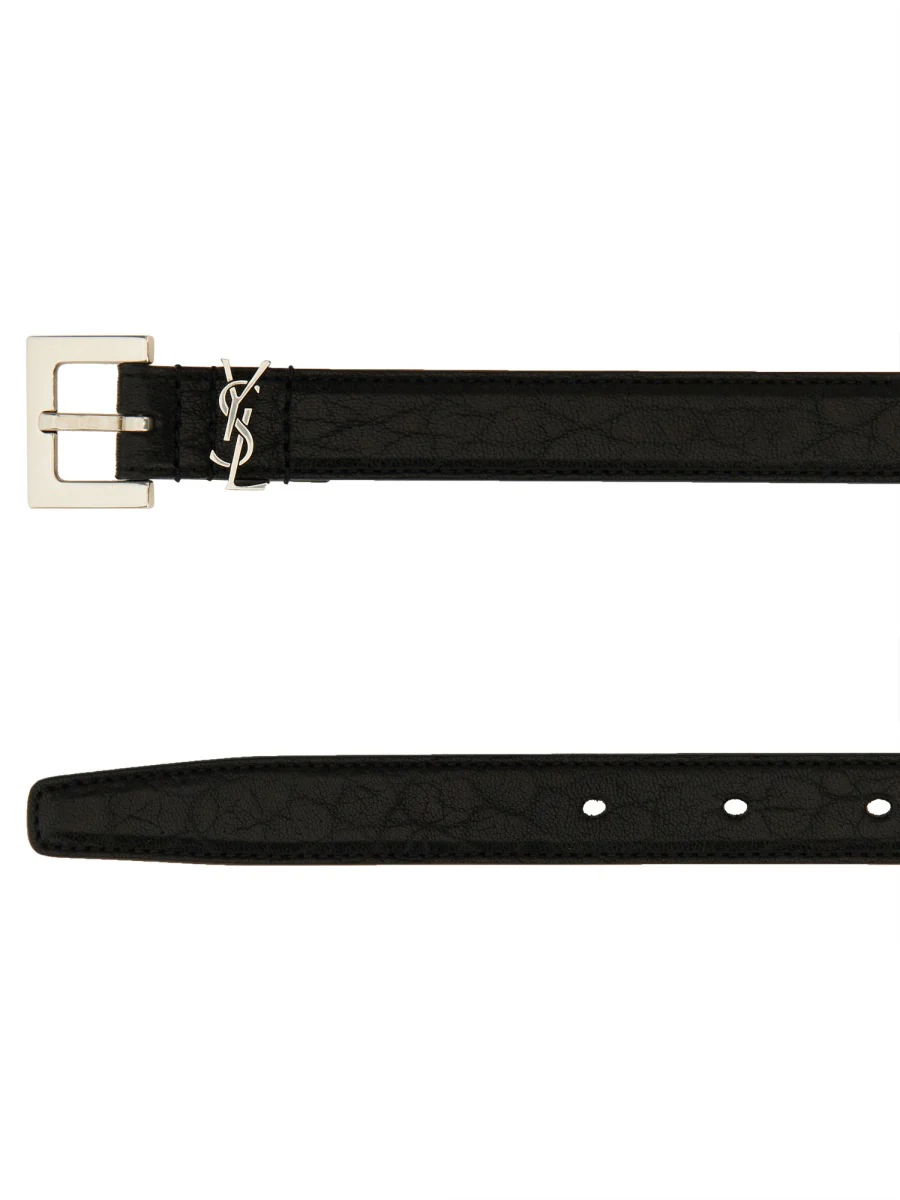 SAINT LAURENT Logo Plaque Buckled Belt - Image 5