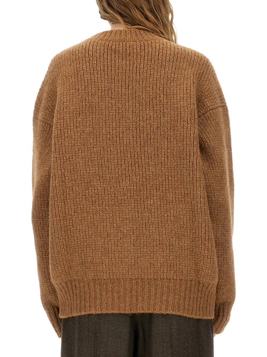 SAINT LAURENT Oversized Chunky Knit Sweater Made with Certified Alpaca, Featuring a Round Neck, Drop Shoulders, and Ribbed Trims - Image 7