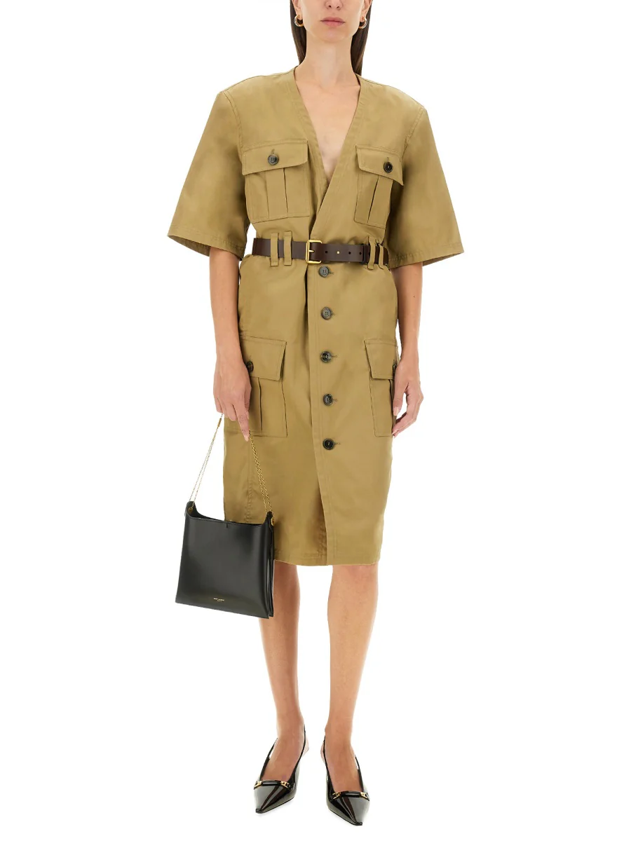 SAINT LAURENT Saharienne Muslin Mini Dress - Image 2