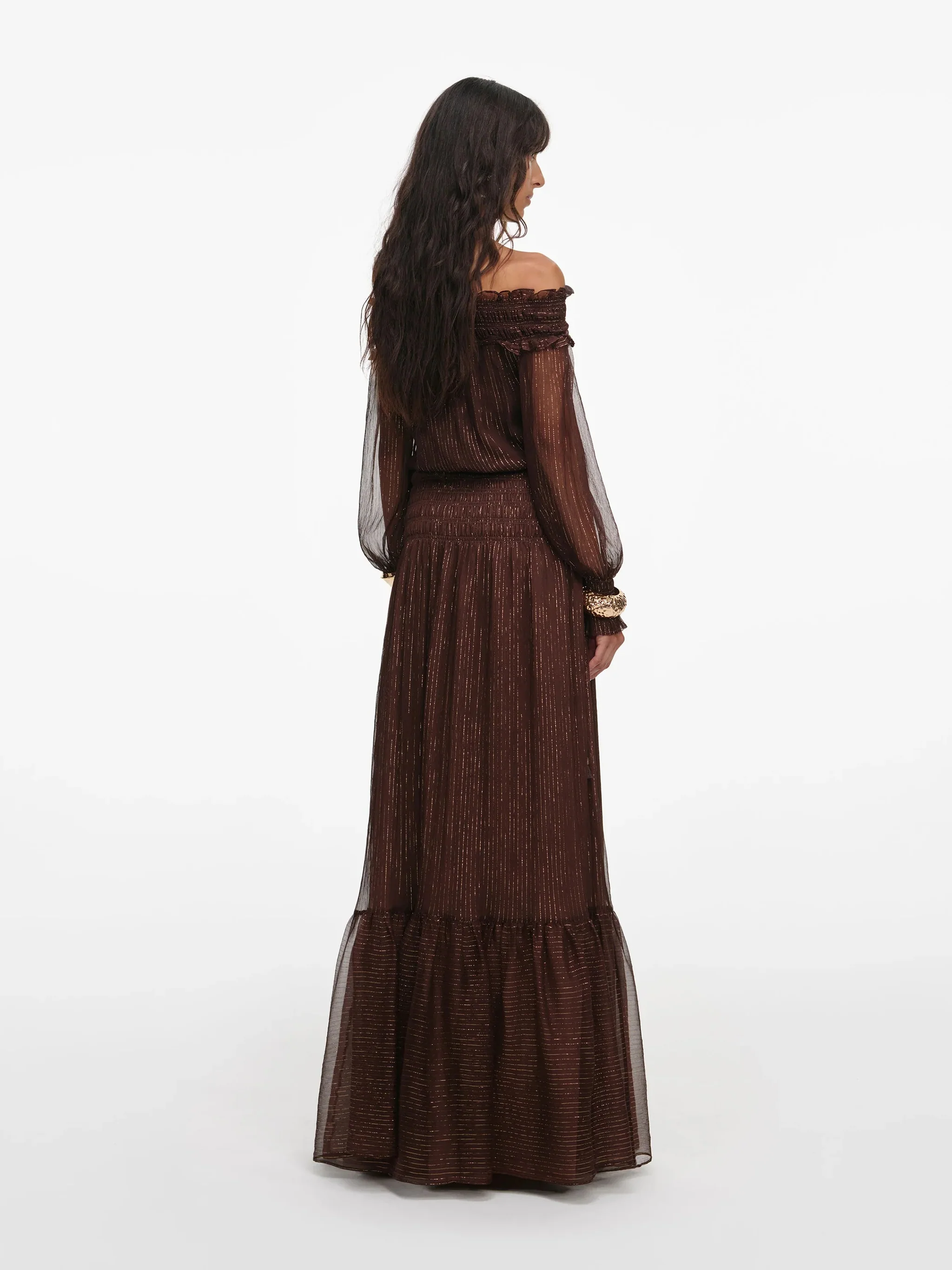 Self-portrait Elegant Off-the-Shoulder Long Dress with Ruffles - Size 6 - Image 3