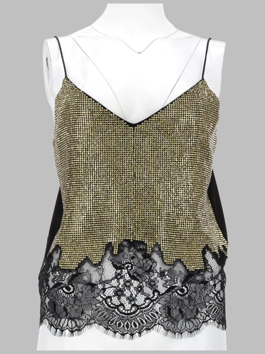 Self-Portrait-Inspired Pizzo & Crystal-Embellished Mini Top