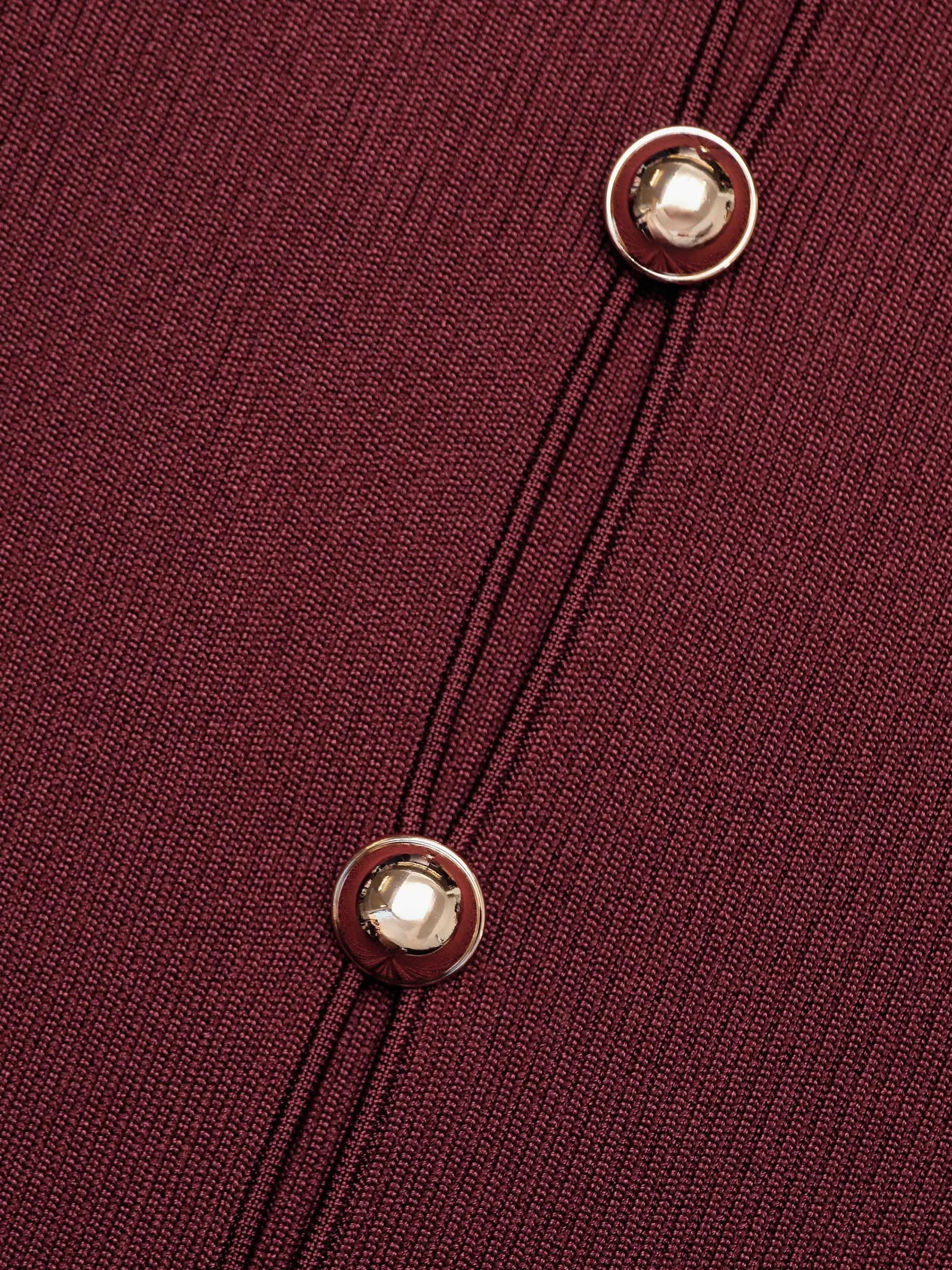 Self-portrait Long-Sleeved Ribbed Knit Top with Gold Buttons - Size S - Image 5