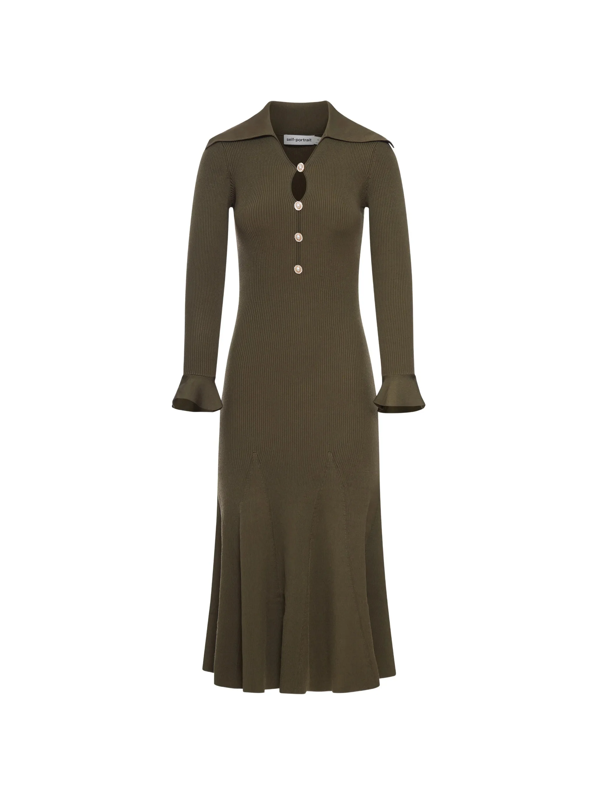 Self-portrait Oversized Cut-out Dress with Gold Button Accents - Size S