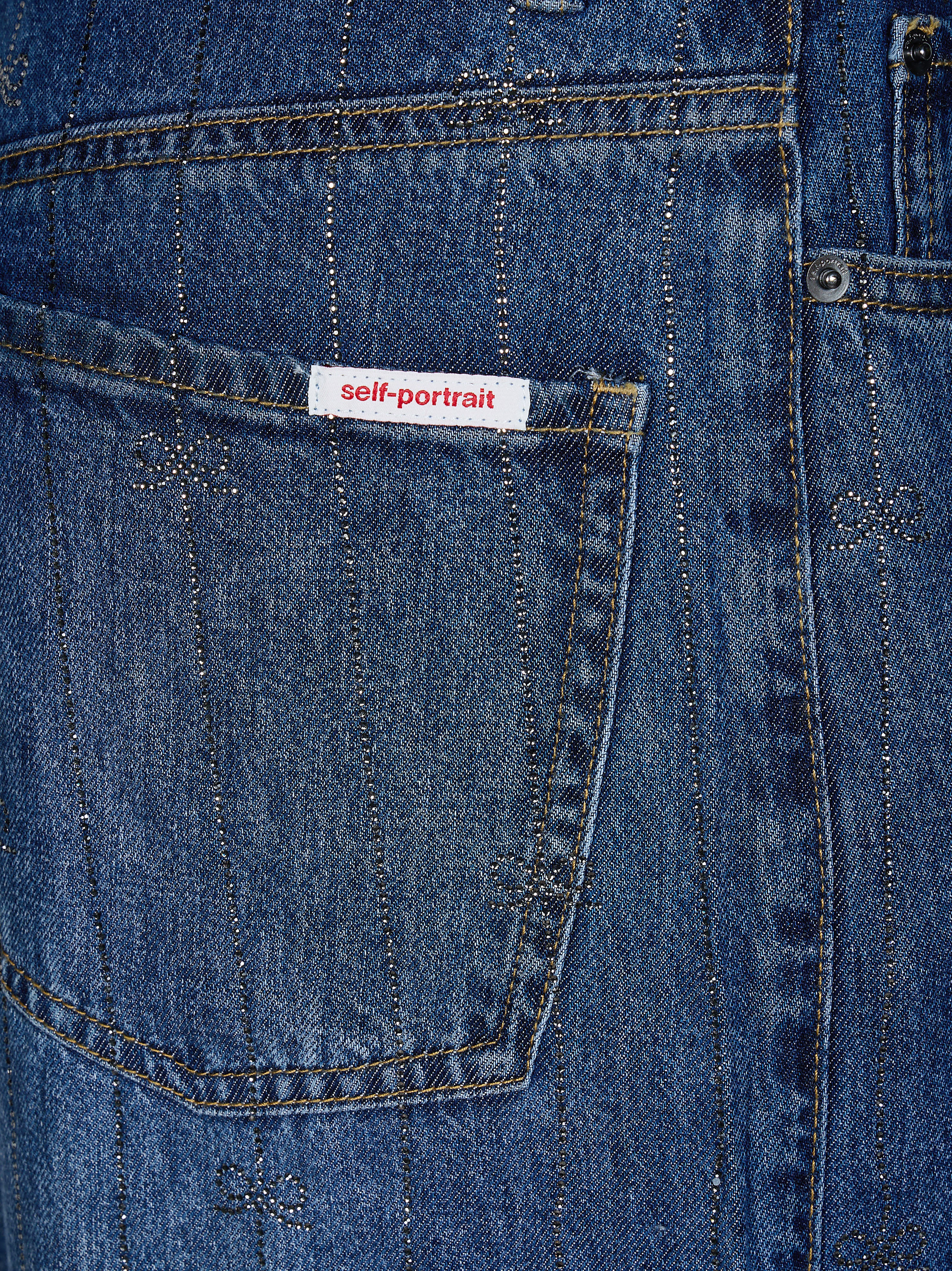 Self-portrait Rhinestone Detail Striped Women’s Jeans - Image 3