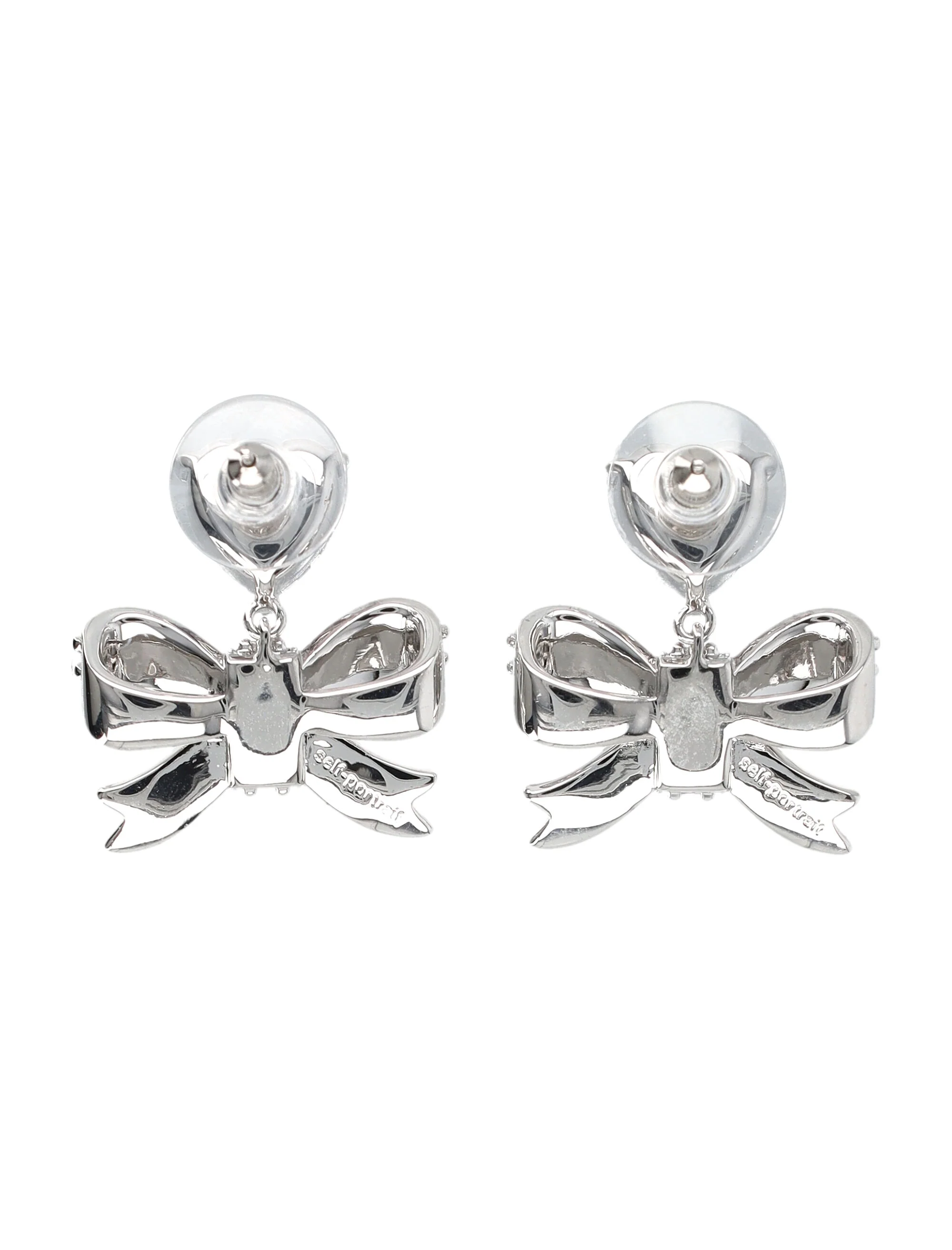 Self-portrait Romantic Mini Bow Crystal Drop Earrings, 3 cm - Image 2