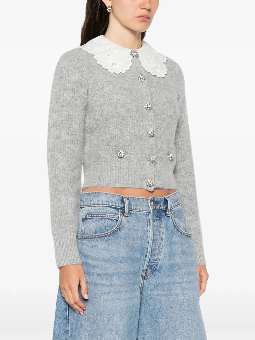 SELF-PORTRAIT Scalloped-collar Embellished Cardigan - Image 5