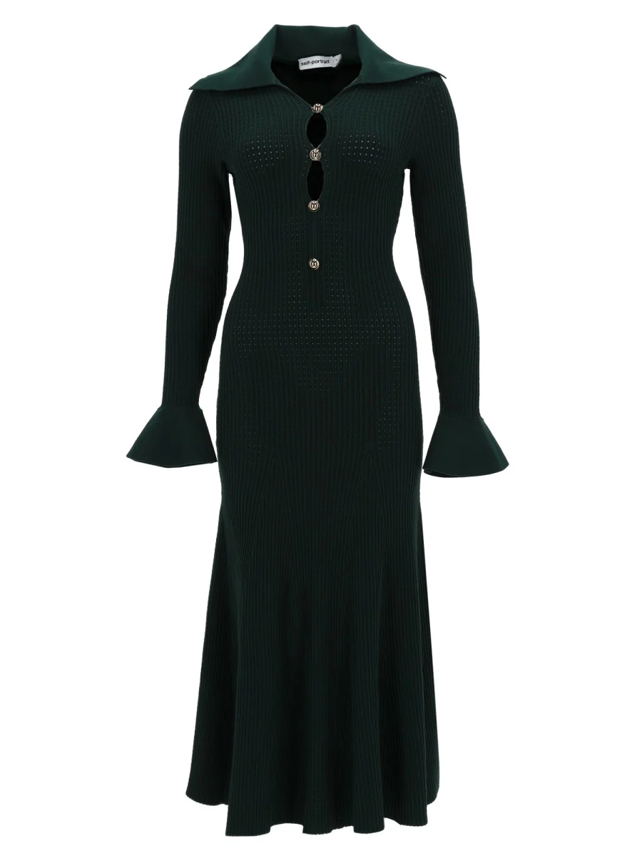 SELF-PORTRAIT Tailored Knit Midi Dress