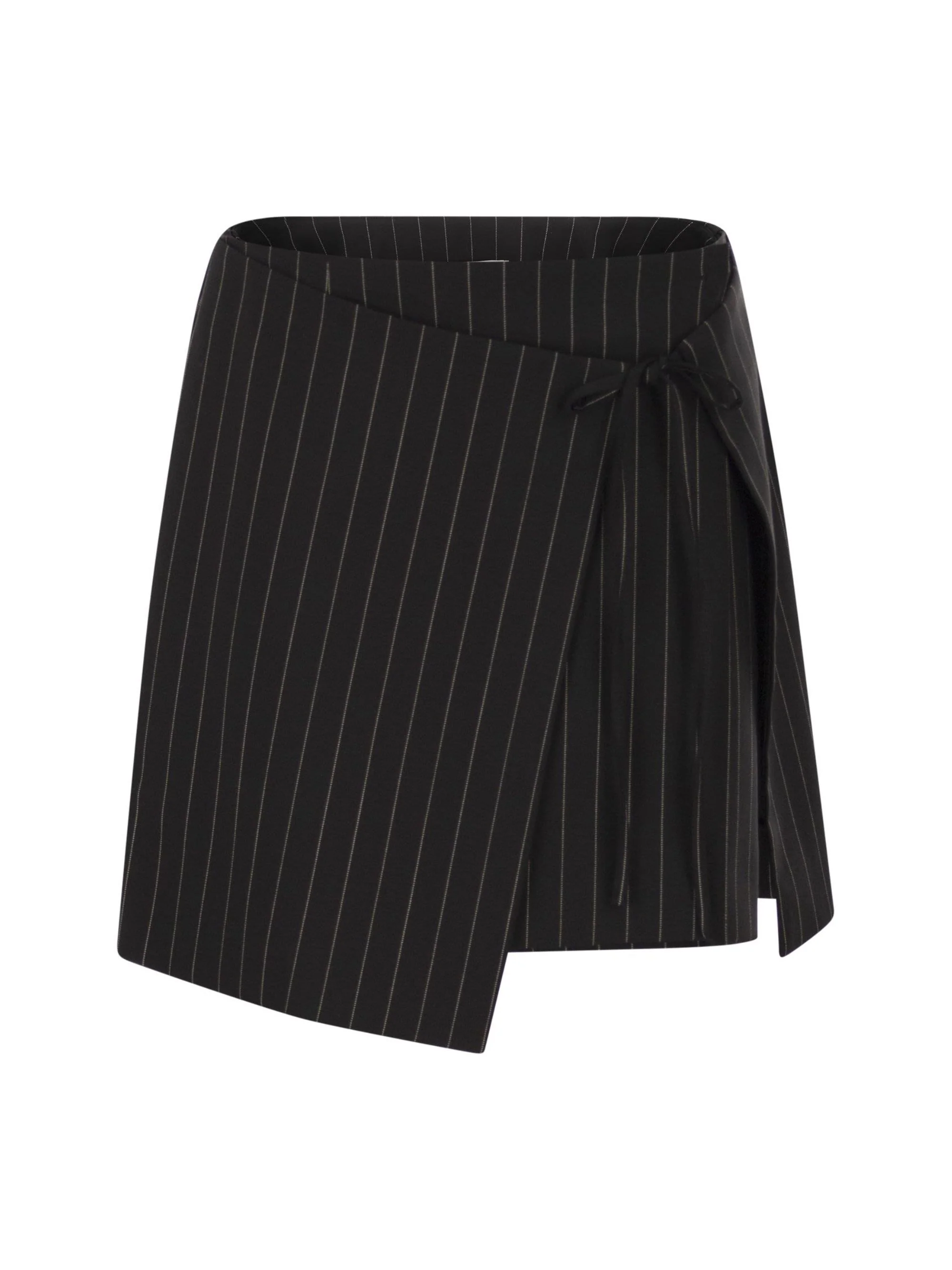 Sportmax Chic Pinstripe Mini Skirt with Double Wrap Construction
