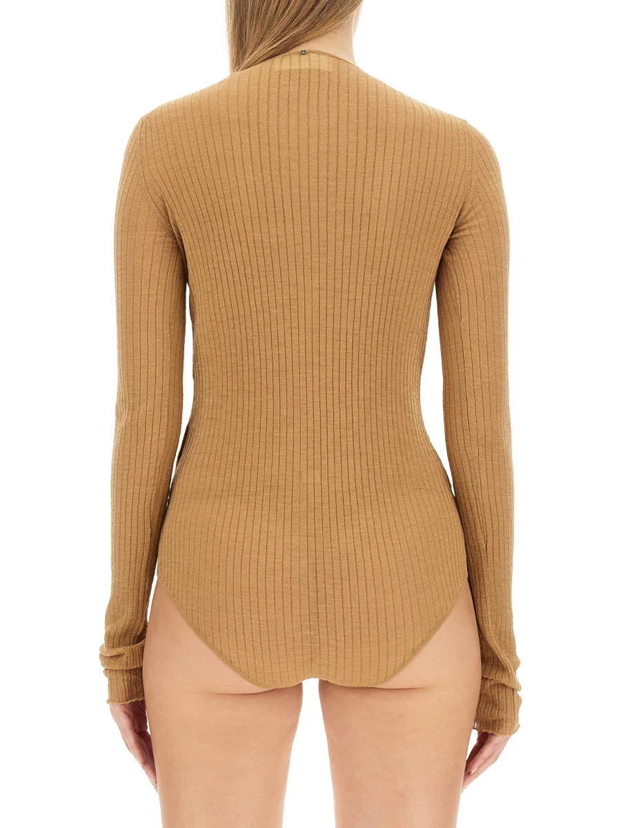 SPORTMAX Ribbed-knit Button-up Bodysuit - Image 3