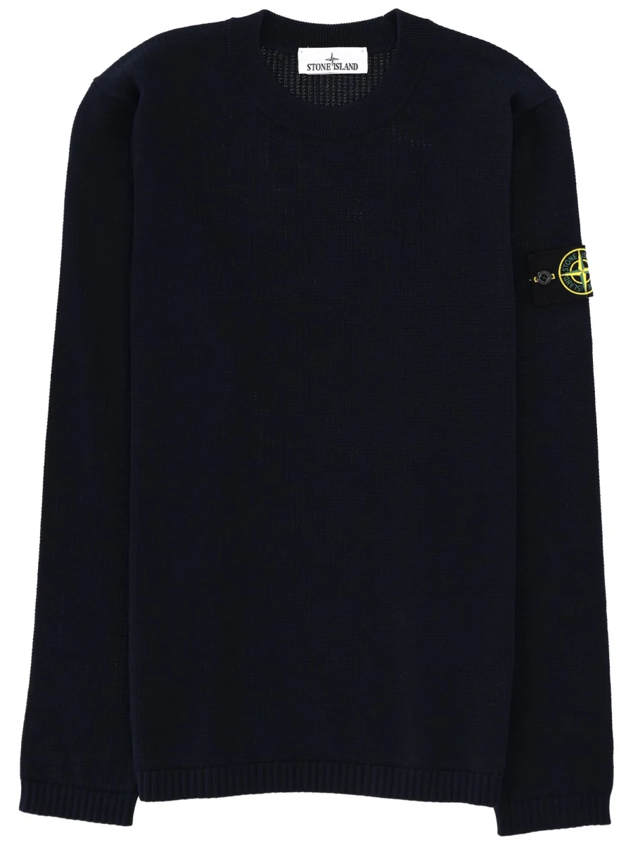 STONE ISLAND Cotton Sweater with Logo Badge