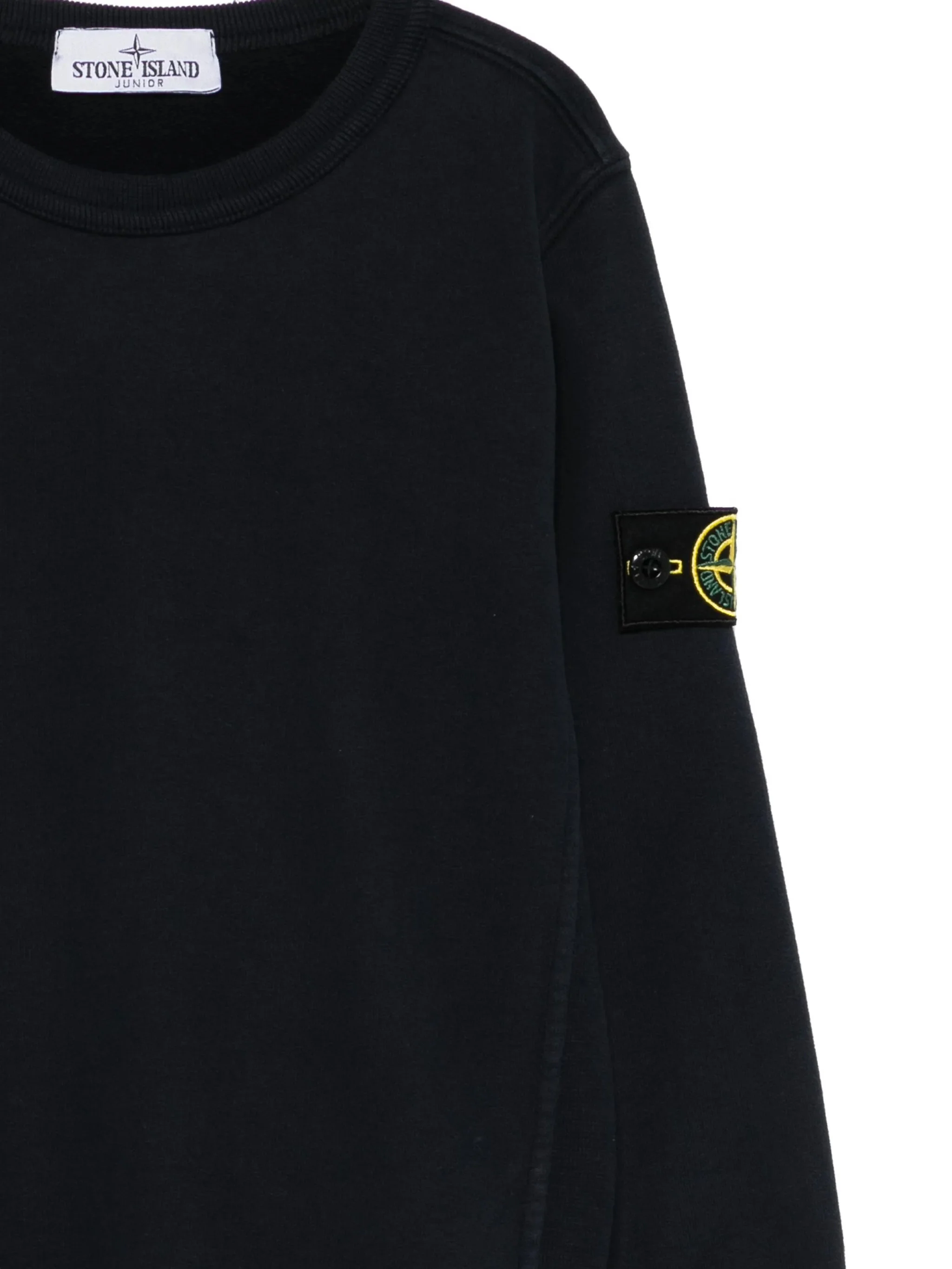 Stone Island Kids Boys Cotton Crewneck Sweatshirt with Ribbed Trim - Image 3