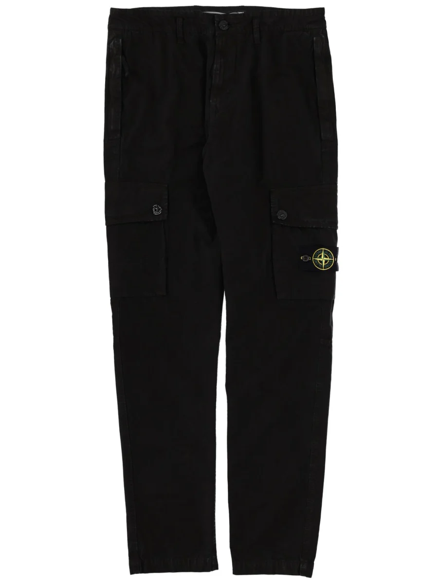 STONE ISLAND Slim-fit Cargo Pants with Zipper Pockets BRUSHED ORGANIC COTTON CANVAS 'OLD' EFFECT