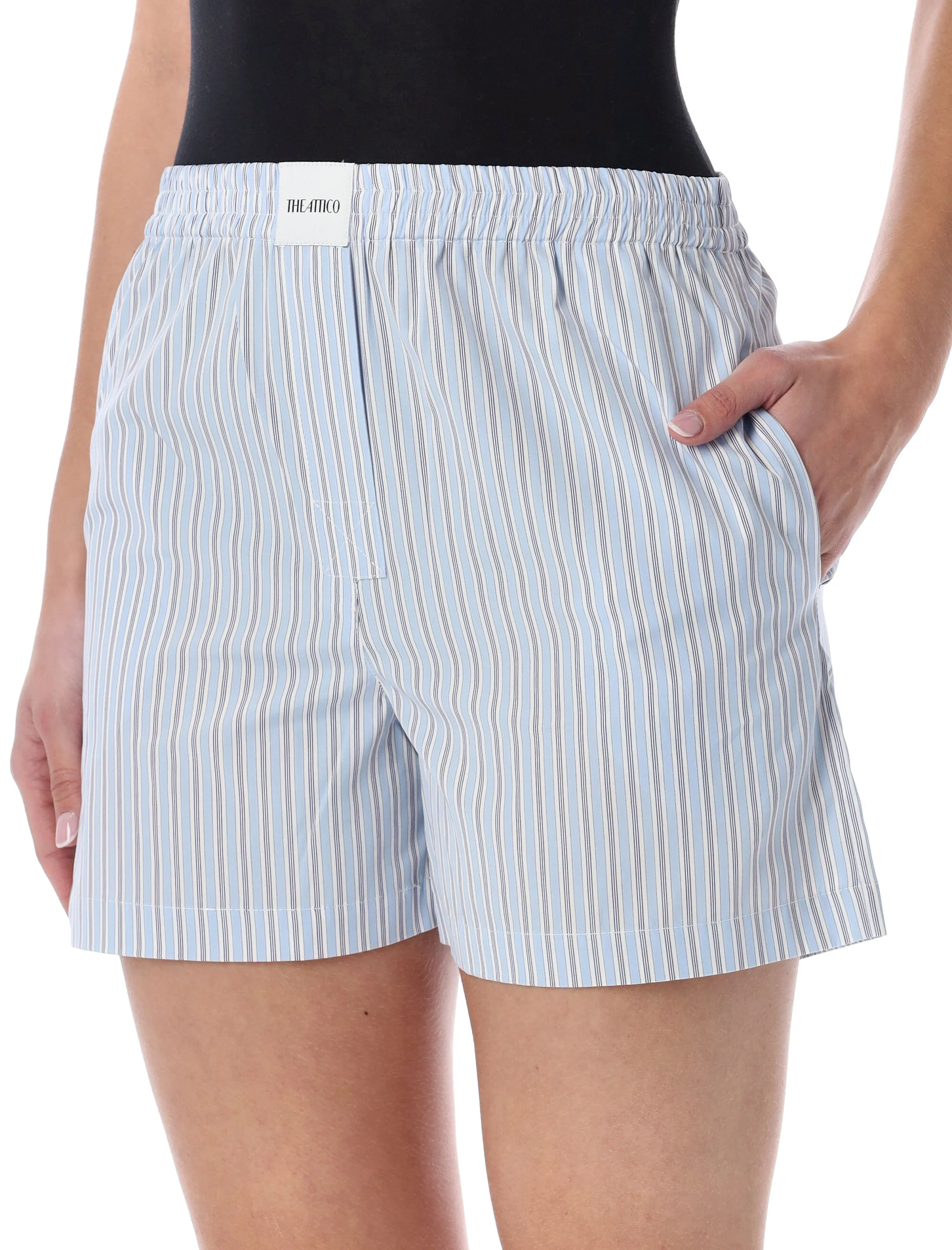 The Attico Refined Striped Poplin Shorts - Size 40 - Image 3