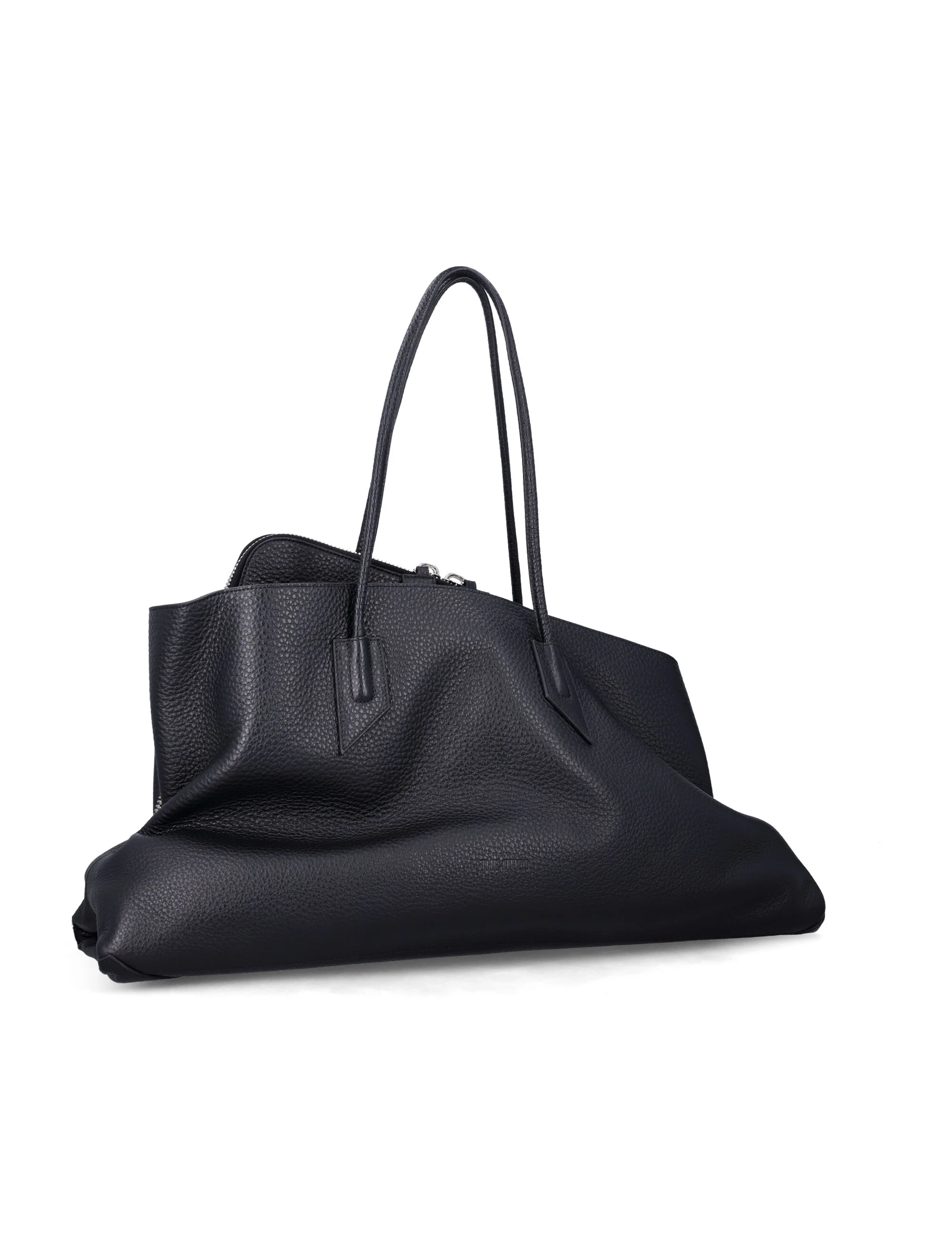 The Attico Structured Mini Leather Shoulder Bag with Grained Finish, Tubular Handles, Central Zip & Internal Pockets — 57 cm x 59 cm x 24 cm - Image 2