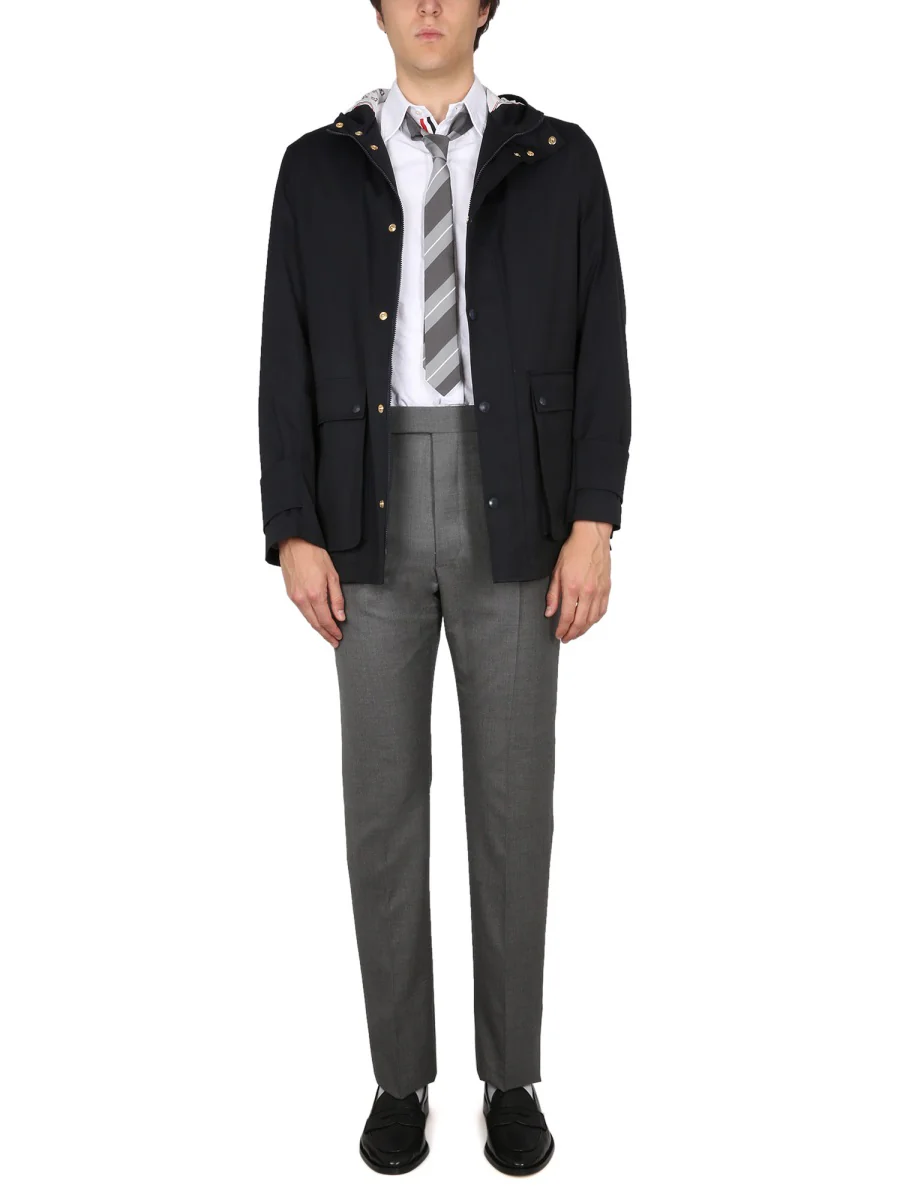 THOM BROWNE Simplified Snap Front Rain Parka in Nylon Tech - Image 2