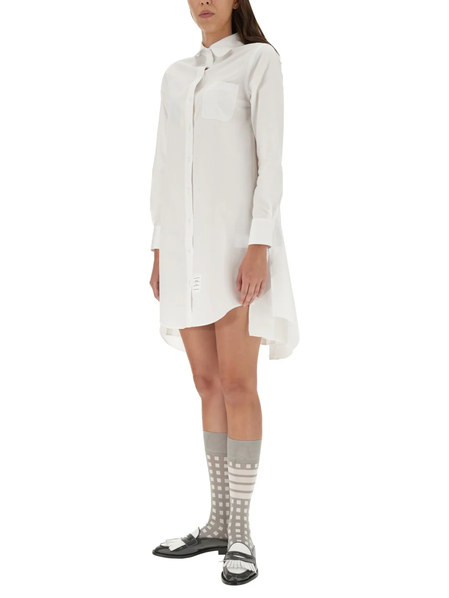 THOM BROWNE Solid Poplin Pleated Back Shirt Dress - Image 2