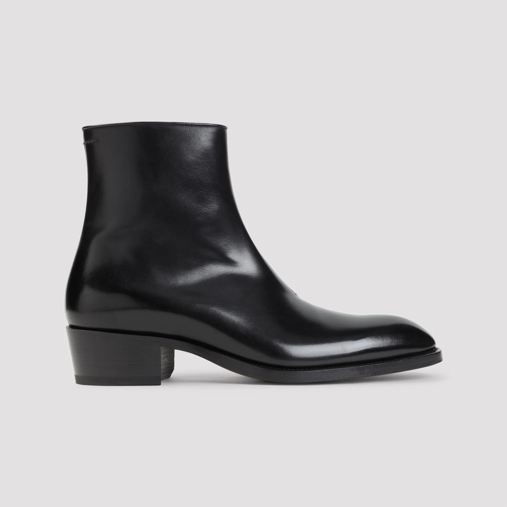 Tom Ford Burnished Vincent Leather Boot with Brass Heel Accent - Image 3
