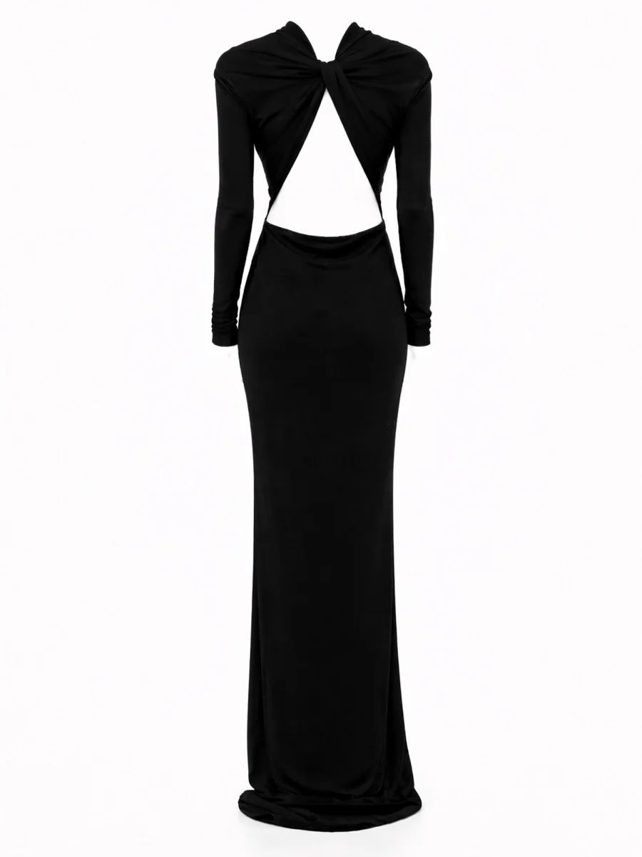 TOM FORD LONG SLEEVE ASYMMETRIC EVENING DRESS with TWISTED BACK - Image 6