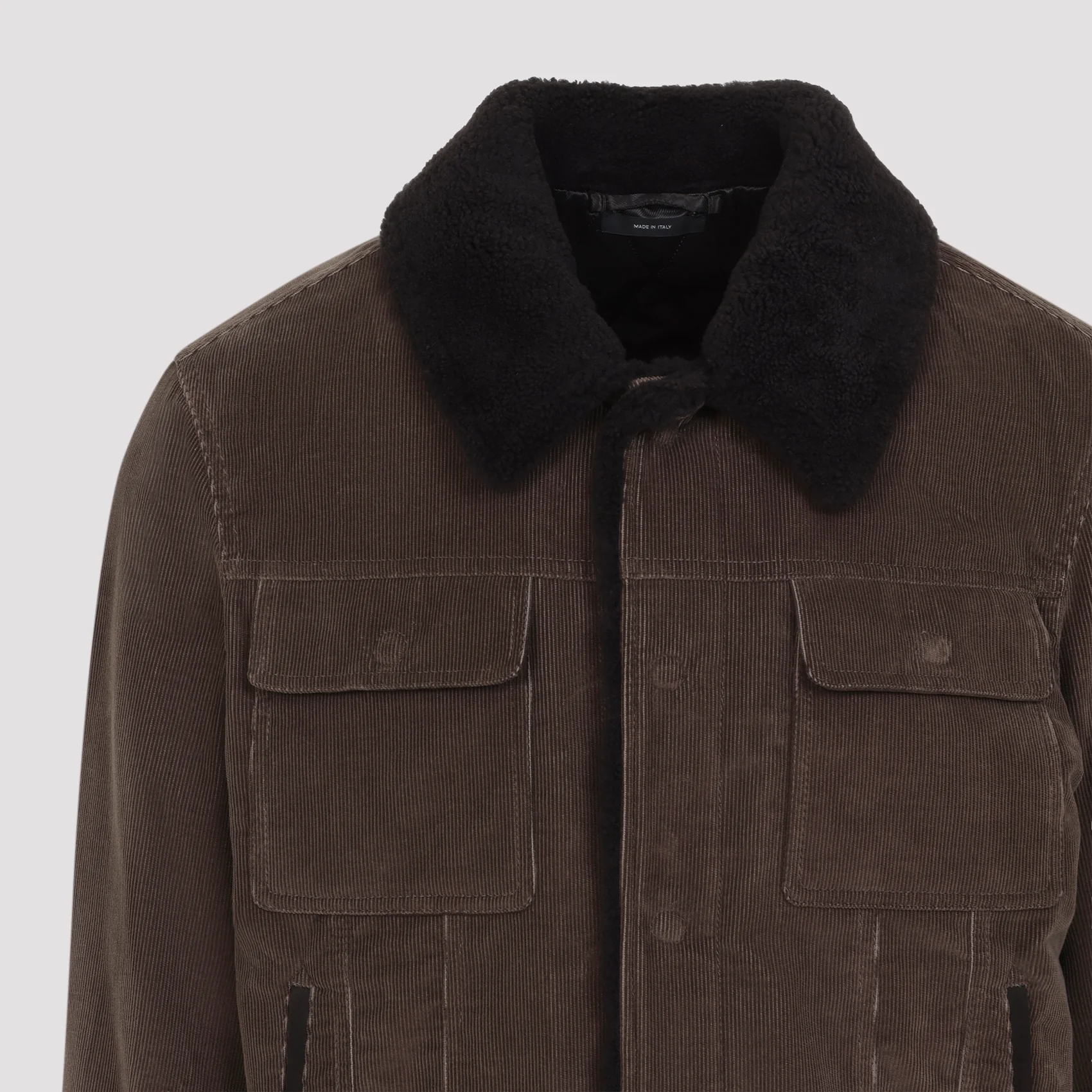 Tom Ford Men’s 900 Wale Cord Shearling-Collar Trucker Coat - Image 6