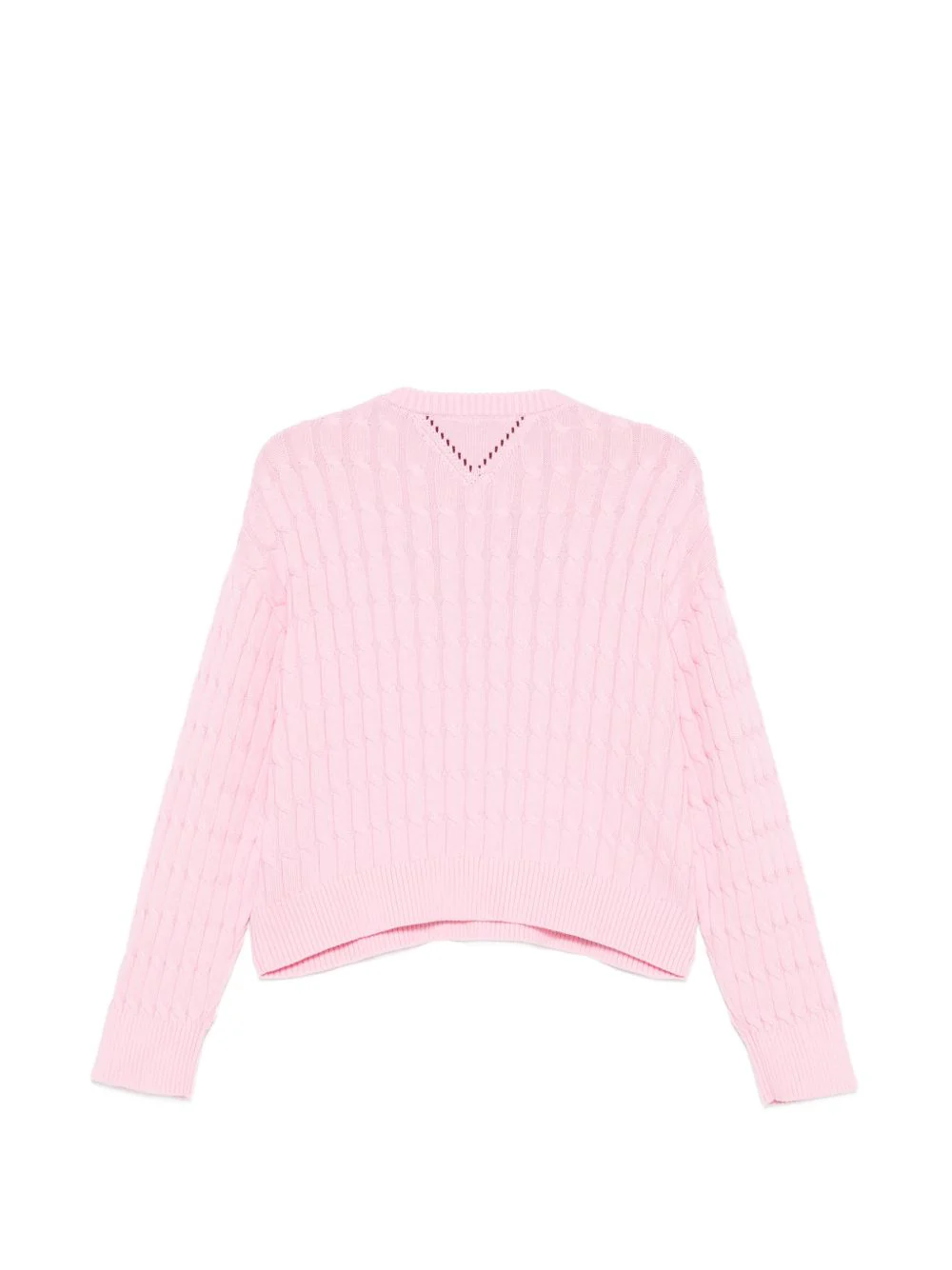Tommy Hilfiger Light Cable Knit V-Neck Sweater with Logo Detail - Image 3