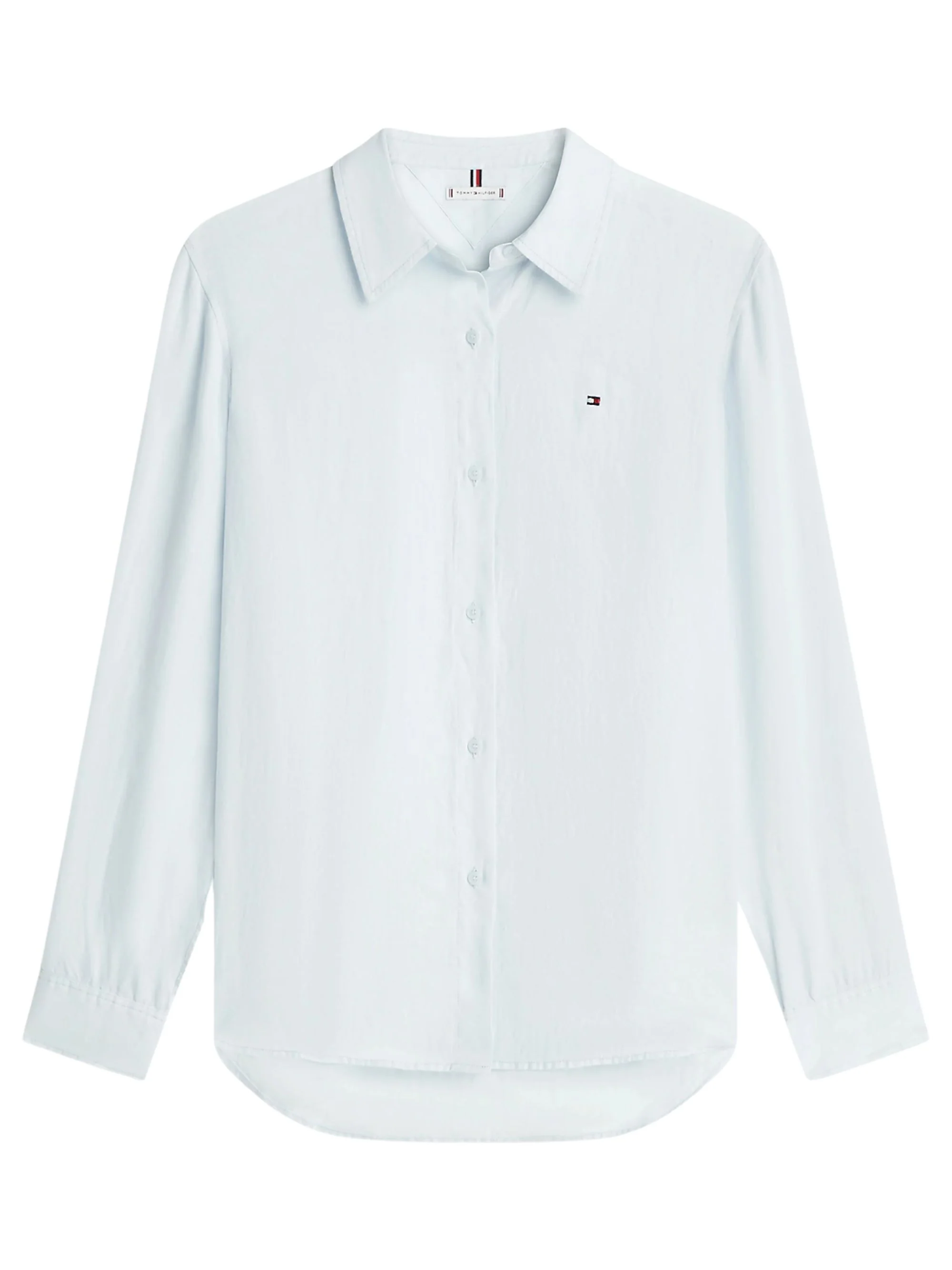 Tommy Hilfiger Long Sleeve Button-Up Shirt with Curved Hem for Women