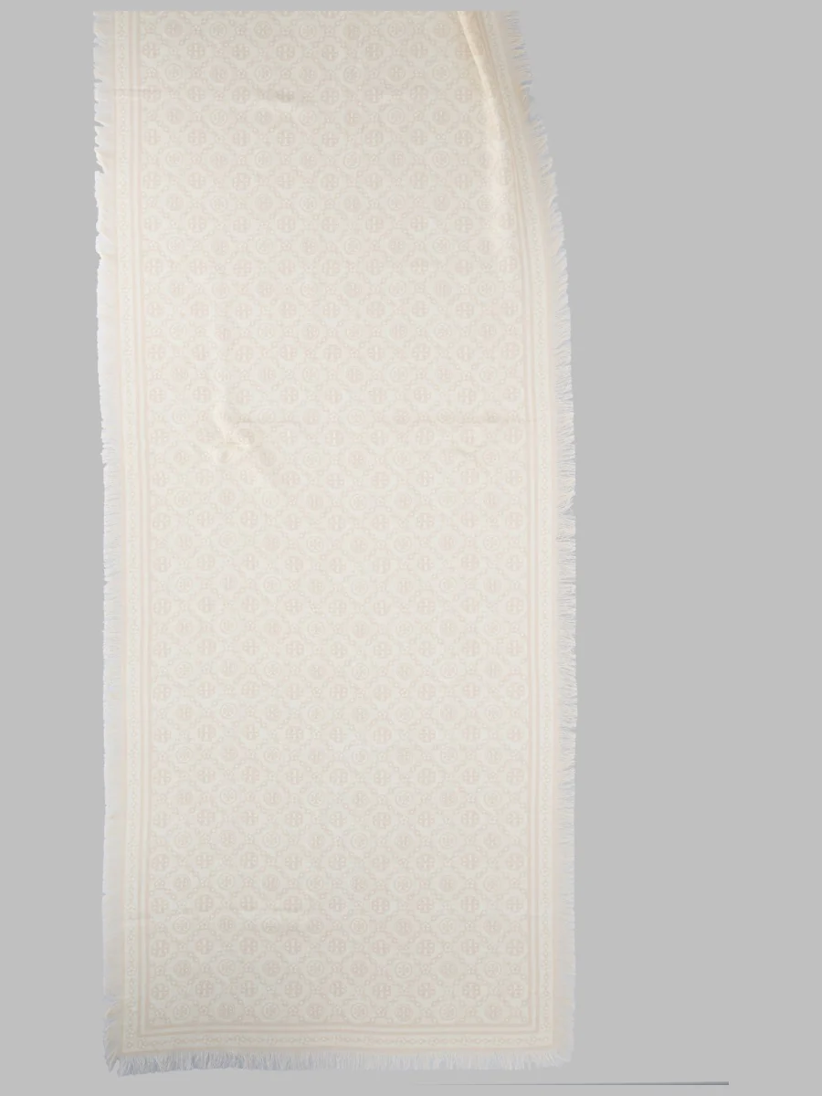 Tory Burch 177.5 x 62.7 cm Wool-Silk-Cashmere Scarf with T Monogram for Women - Image 2
