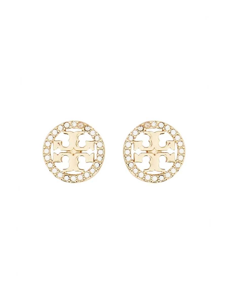 Tory Burch Circle-Stud Crystal Logo Earrings - Image 7