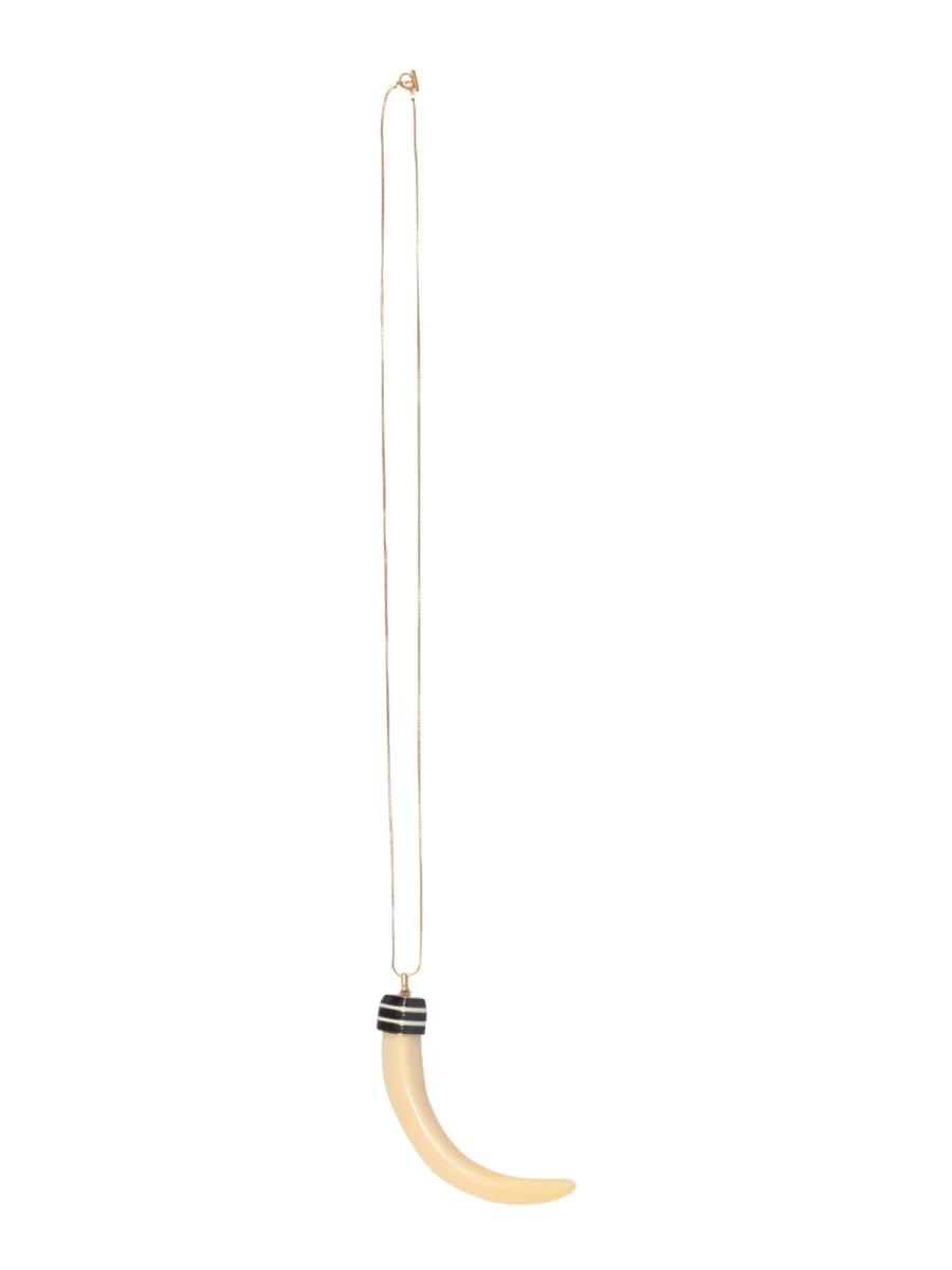 Tory Burch Horn Resin Pendant Necklace with Guillo Detail
