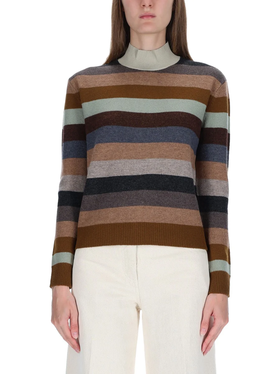 TORY BURCH Striped Merino Wool Sweater