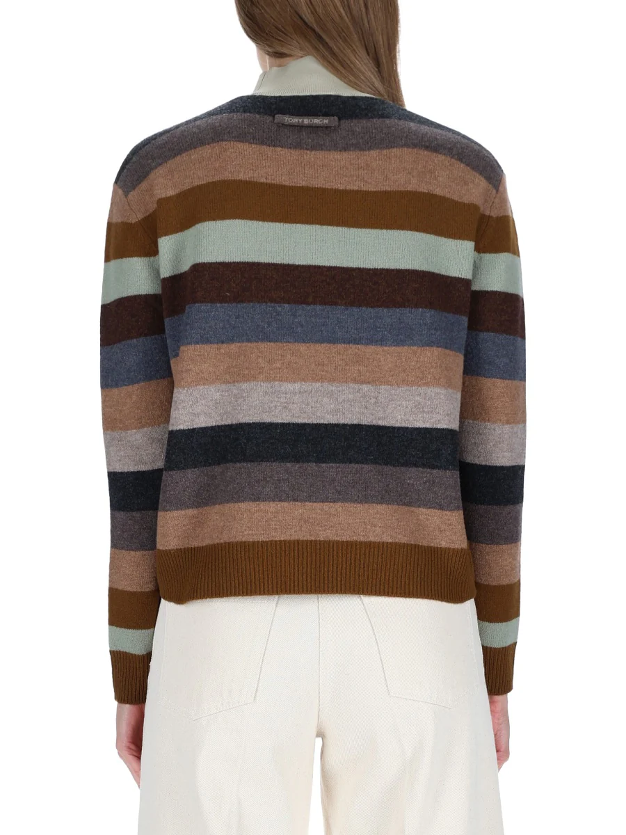 TORY BURCH Striped Merino Wool Sweater - Image 3